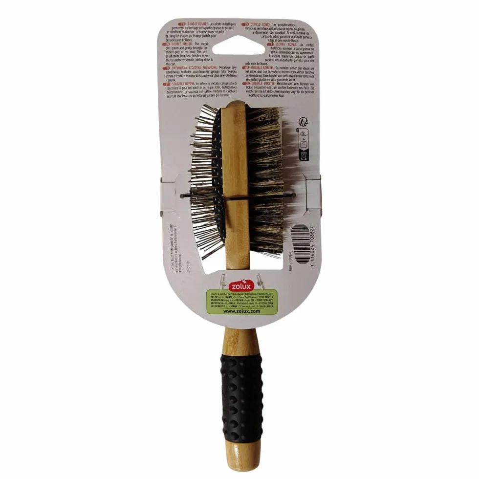 Zolux Brosse Double 24.5 cm pour Chien à Poils Longs