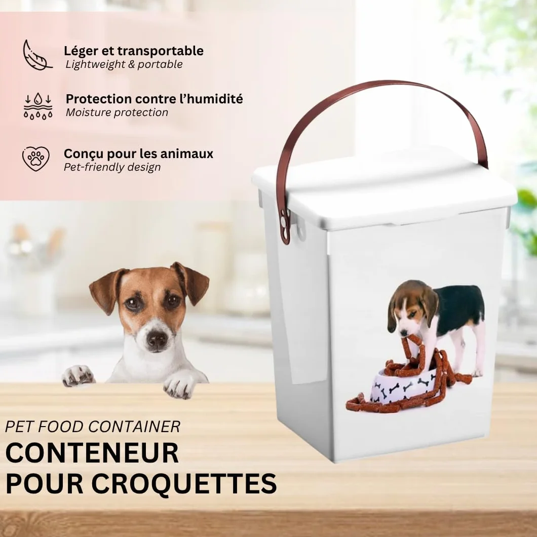 Boîte à Croquettes 5L Hermétique pour Chien et Chat – Stockage Optimal, Design Animalier