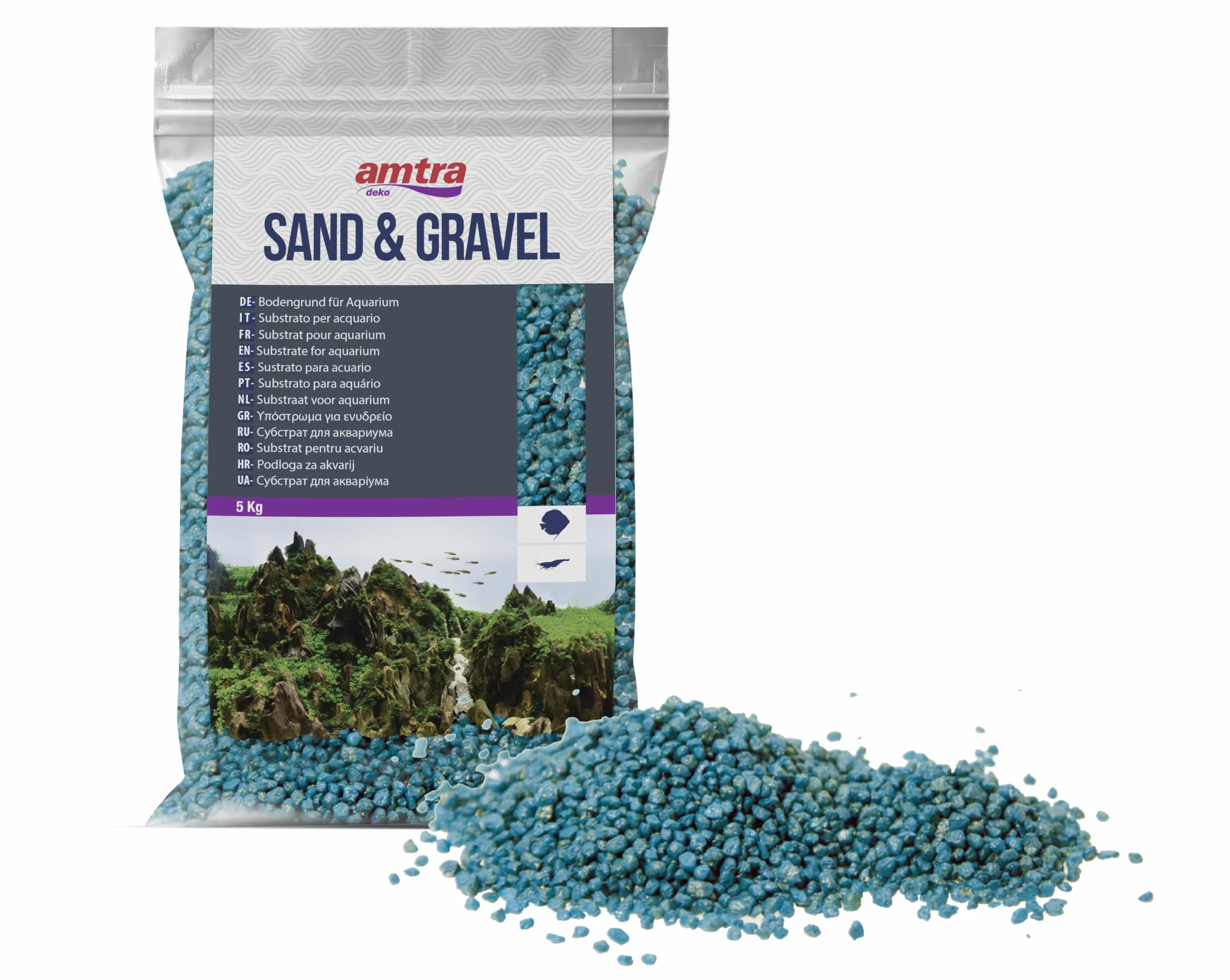 Amtra WAVE Gravier Quartz Ceramisé Aquariophilie Turquoise 5 kg