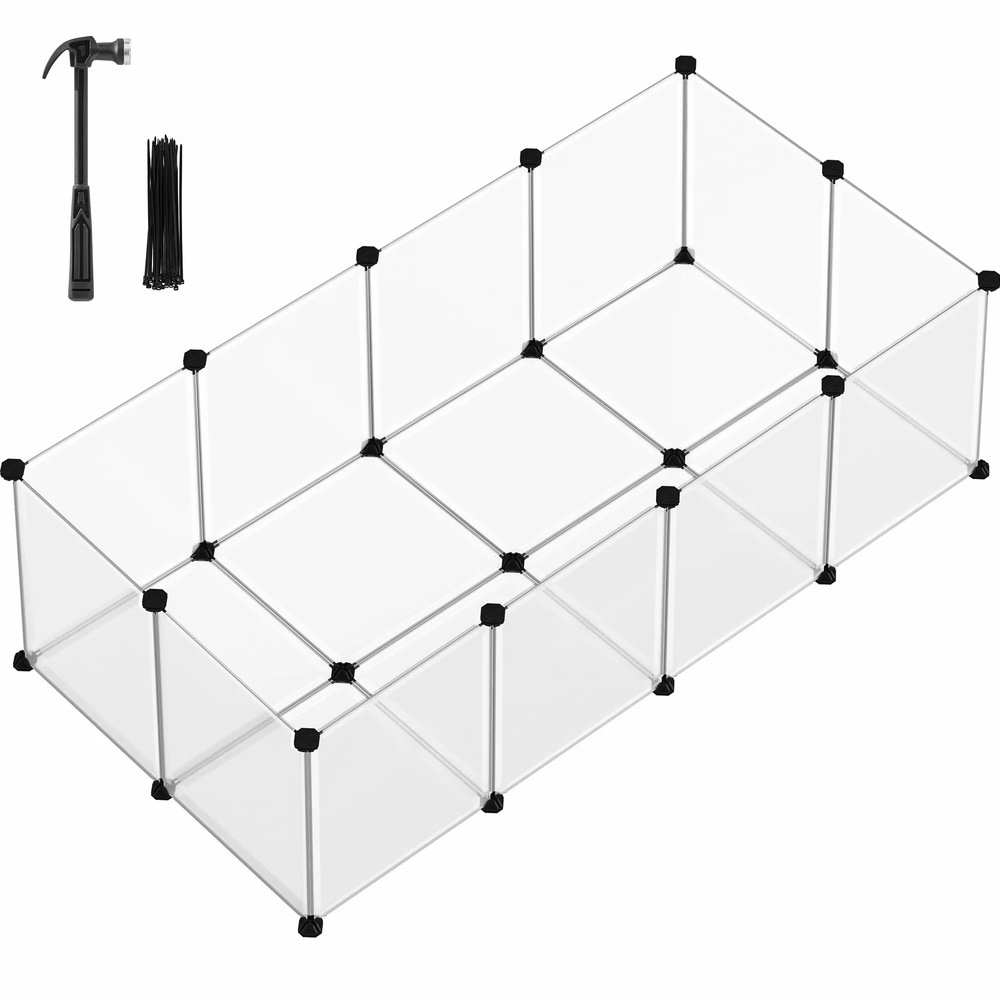 SONGMICS Parc Enclos pour Petits Animaux 140 x 70 x 45 cm Blanc LPC02W