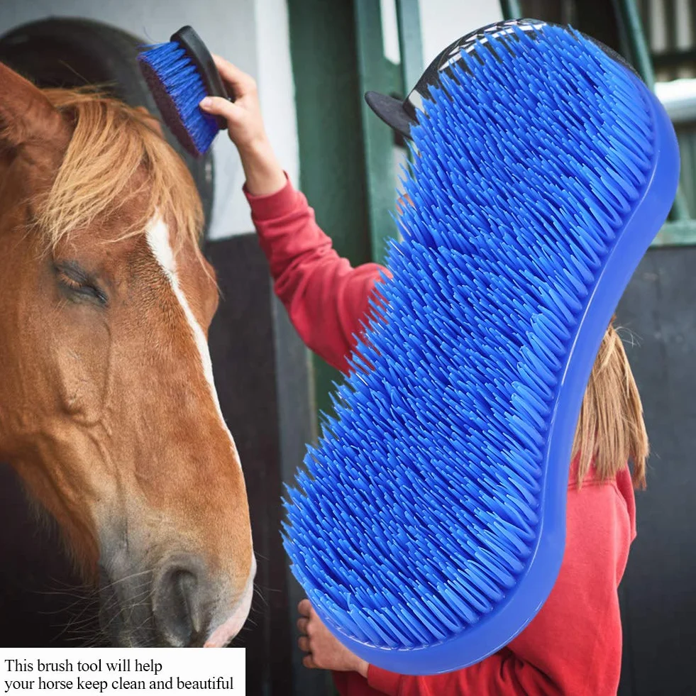CHICIRIS Brosse de Nettoyage en Silicone pour Chevaux, Outil de Toilettage équestre, Légère et Portable