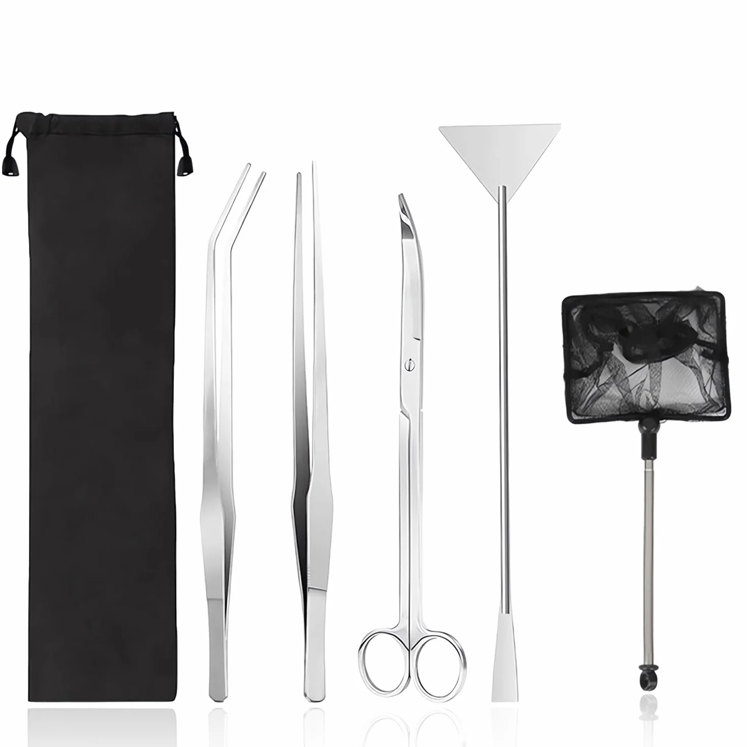 RYAN 4 Pièces Accessoires Aquarium Acier Inoxydable Kit Terrarium Plante Pinces Ciseaux Outils Set