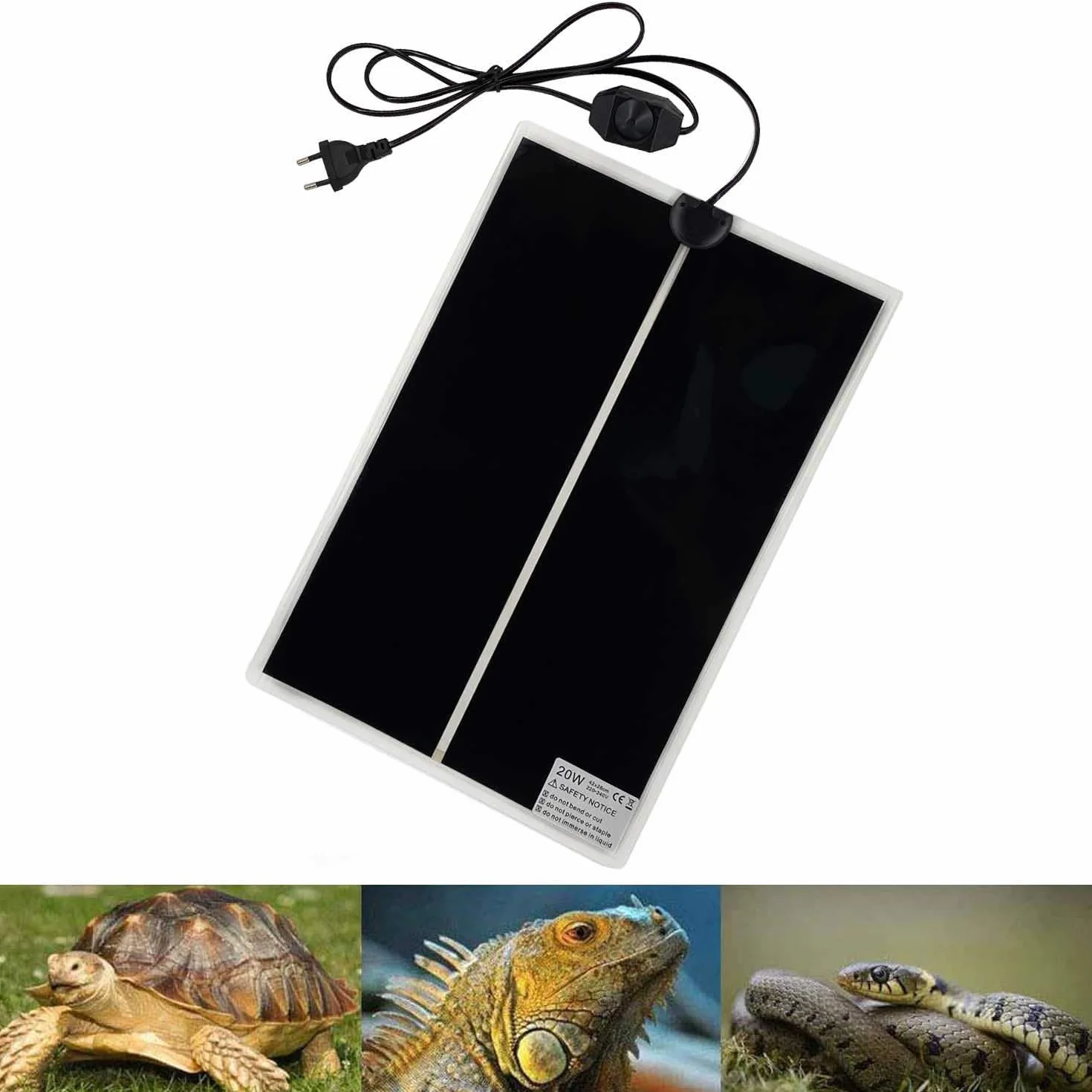 Tapis Chauffant Reptile PeSandy 42x28CM Réglable Contrôle Température pour Tortue Serpent Lézard Gecko