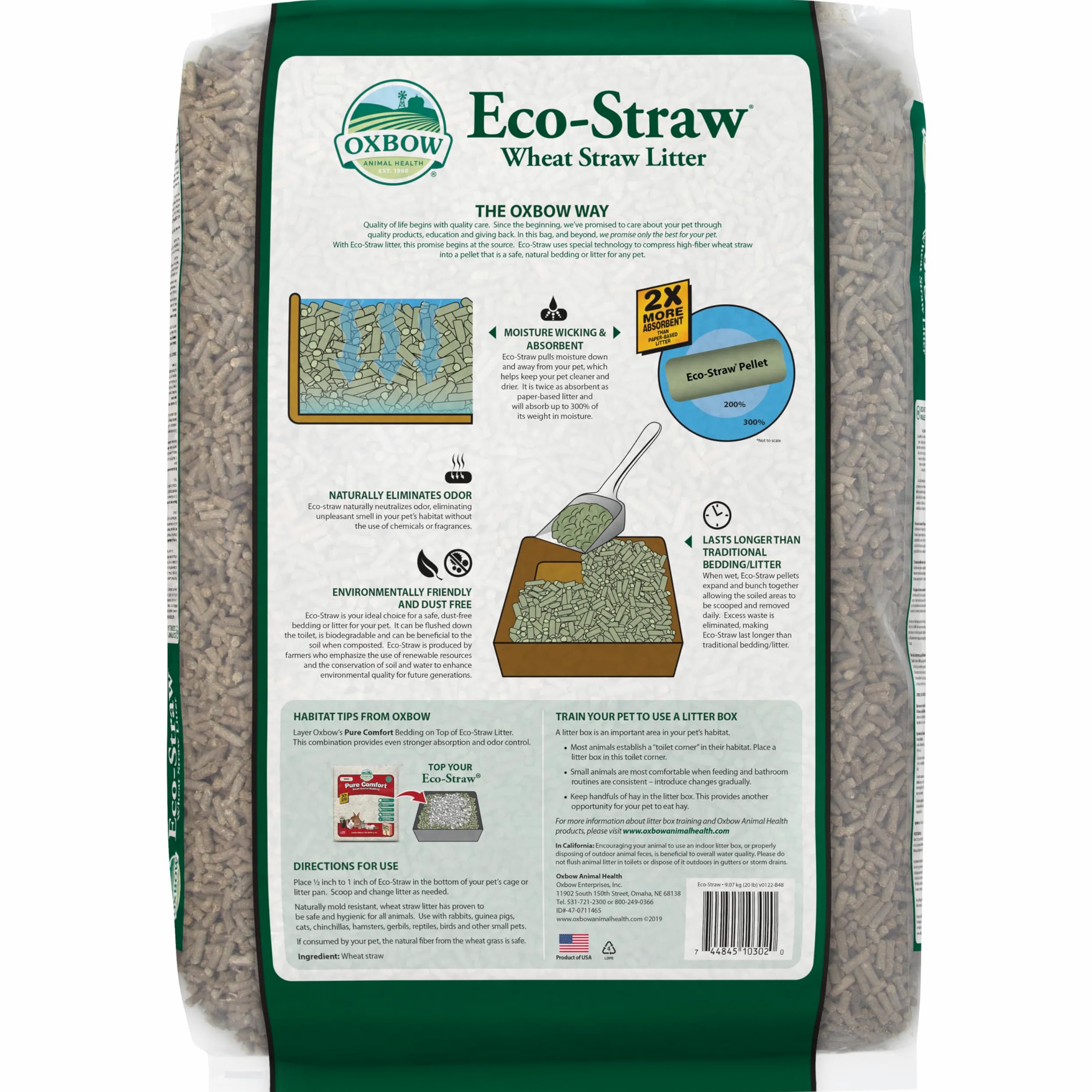 Oxbow Animal Health Litière écologique en Paille Sac de 9 kg
