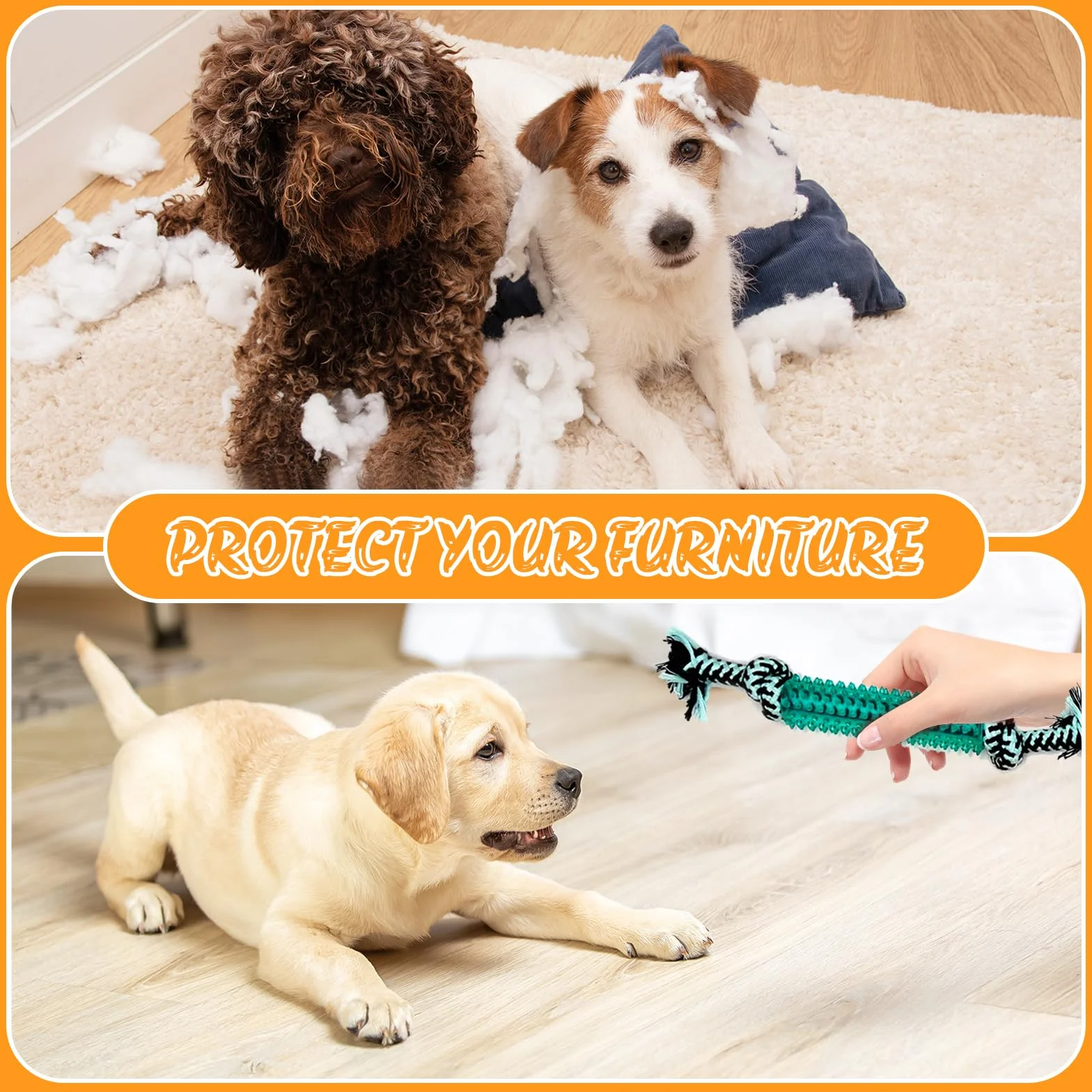Jouet pour Chiens 20 Balles Corde à Mâcher Durables Indestructible Dentition Nettoyage Dents Petit Moyen