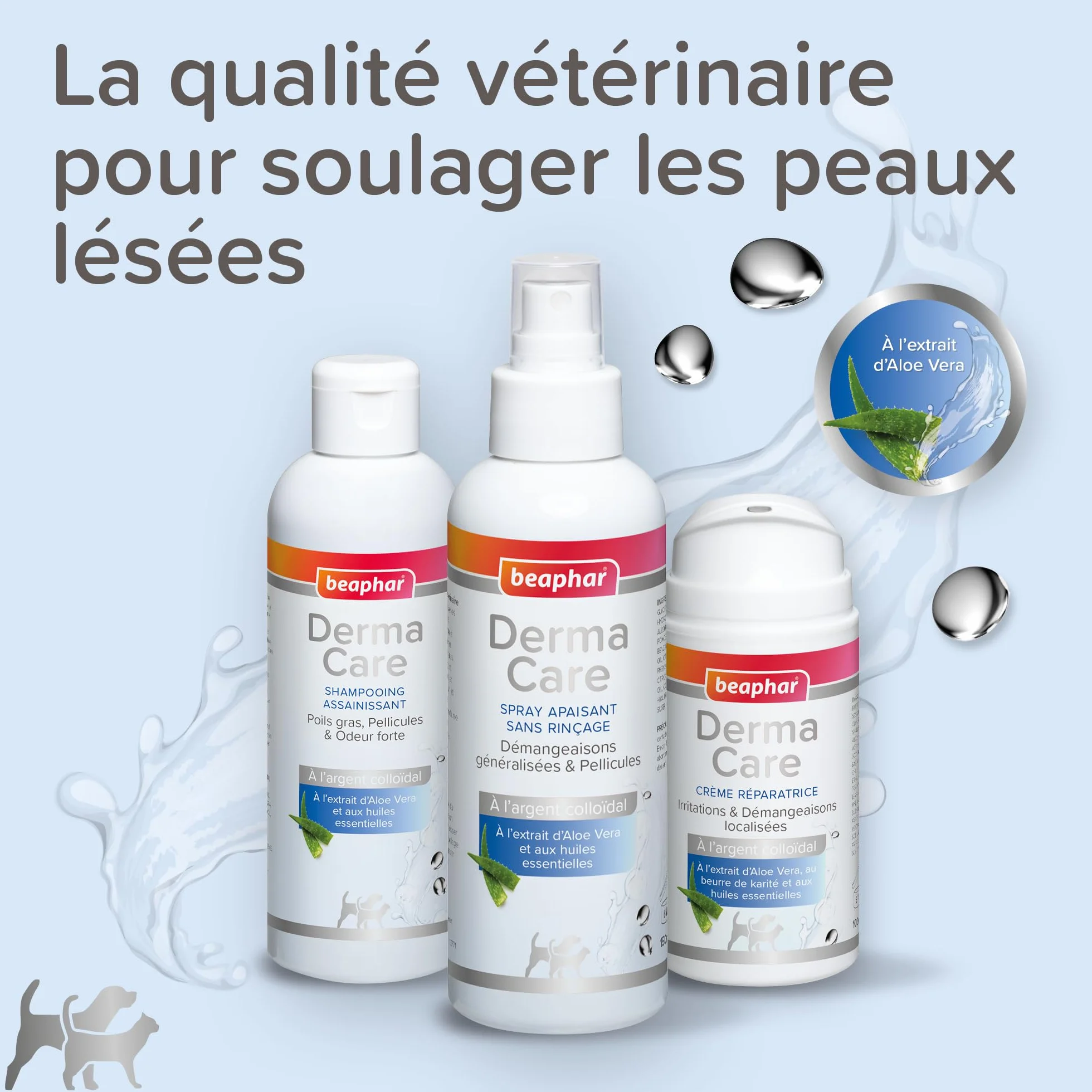 BEAPHAR DERMACARE Crème Réparatrice pour Chien et Chat Argent Colloïdal Aloe Vera Beurre de Karité 100ml