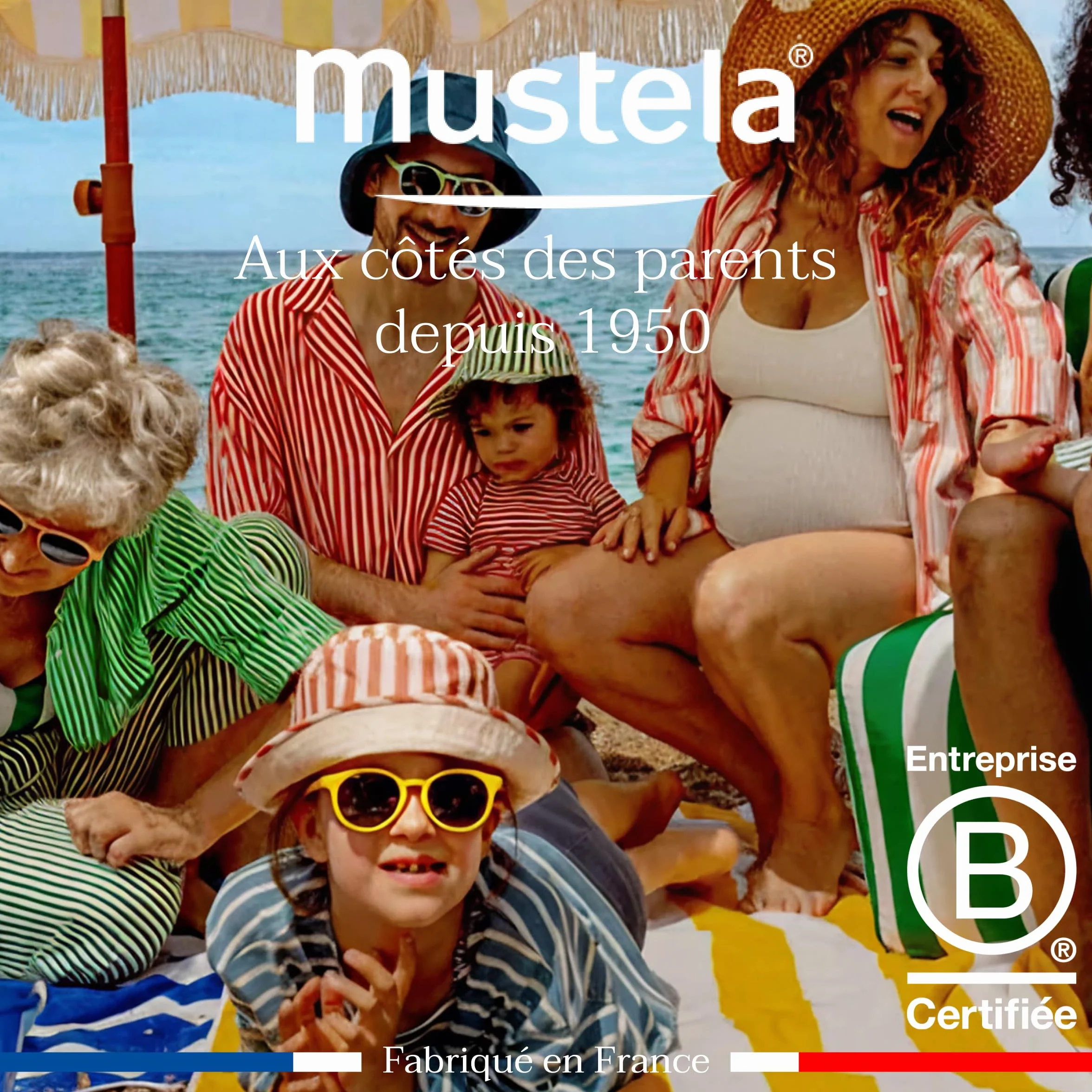 Mustela Lait Solaire SPF 50 Très Haute Protection Solaire Avocat Bio Sans Parfum Résiste à l'Eau Bébé Peaux Sensibles