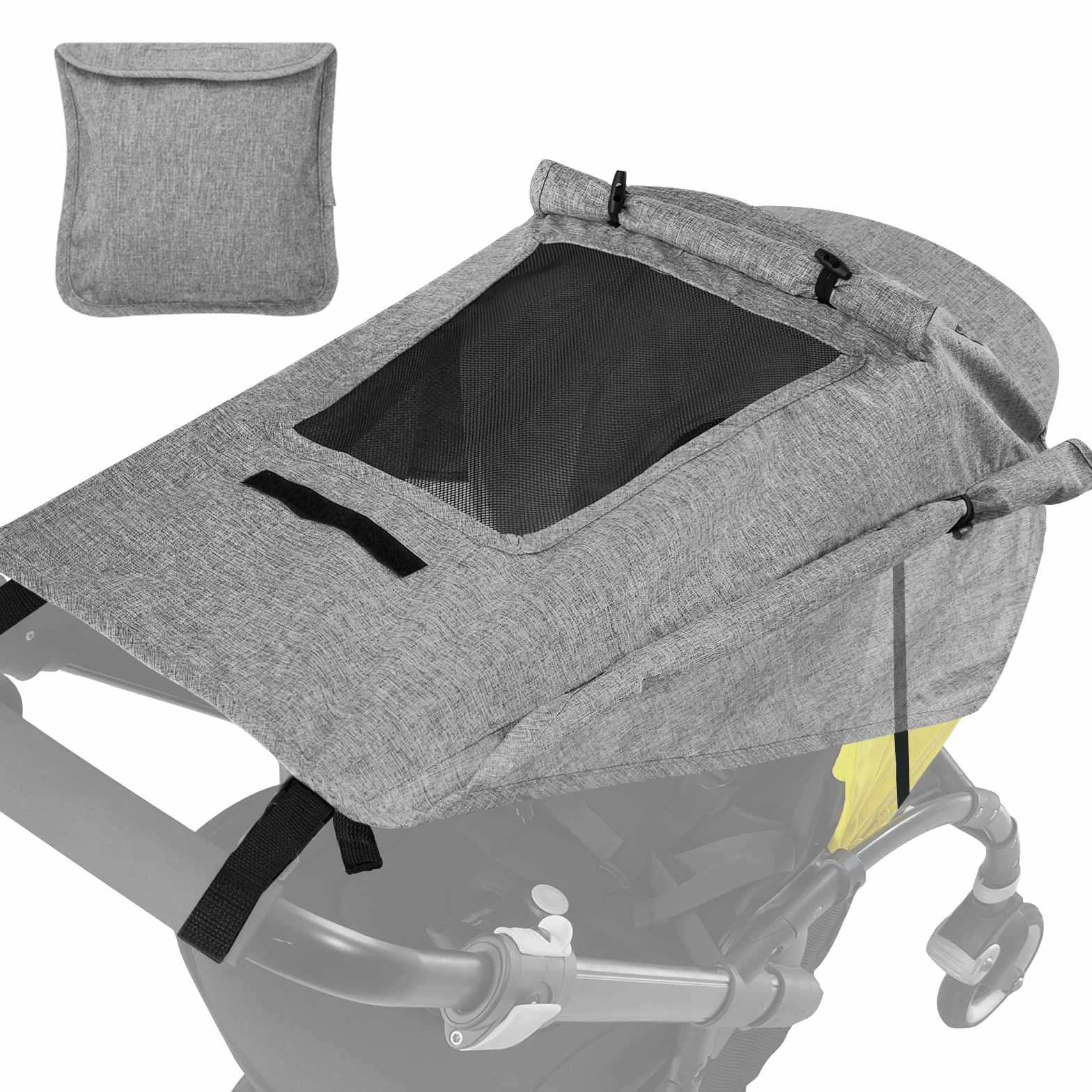Pare-Soleil Poussette Auvent Nacelle Landau UV 50+ Protection Réglable Gris Universel