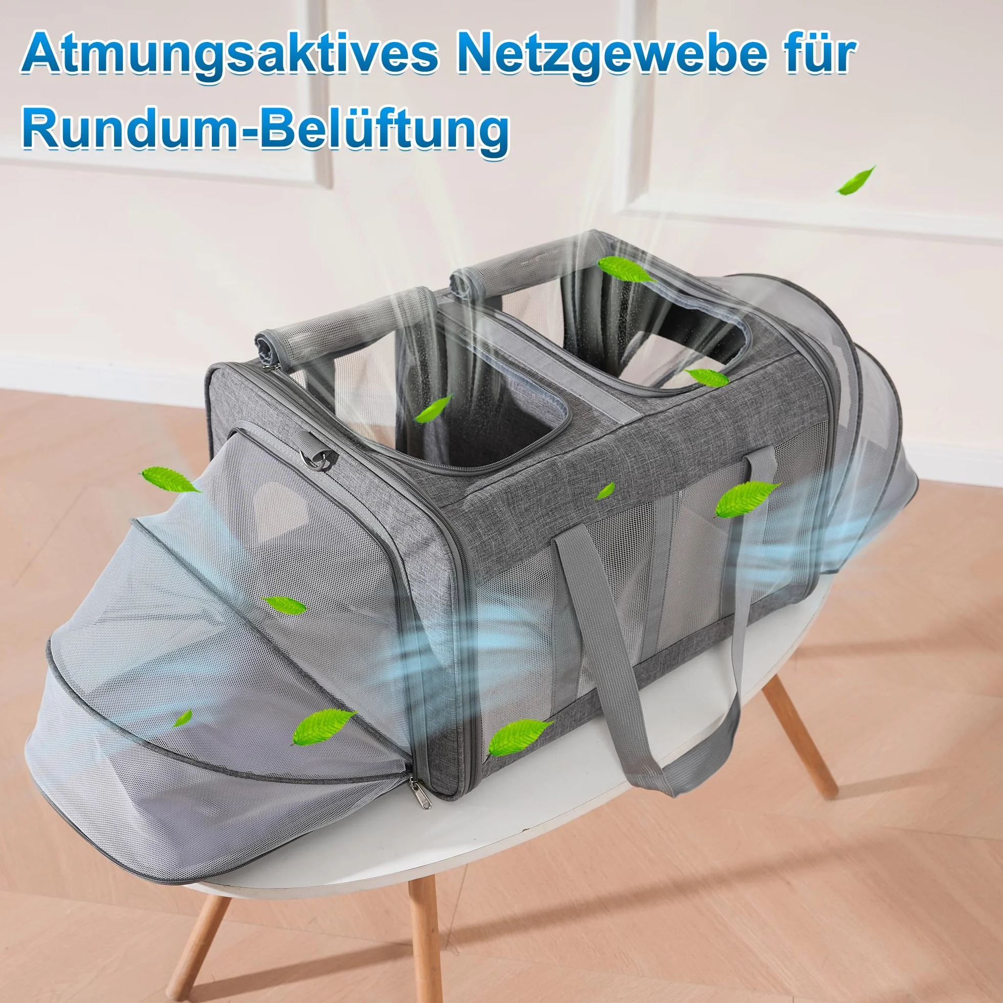 Boîte de transport pour chats pliable extensible 53x43x33cm Beige 15kg