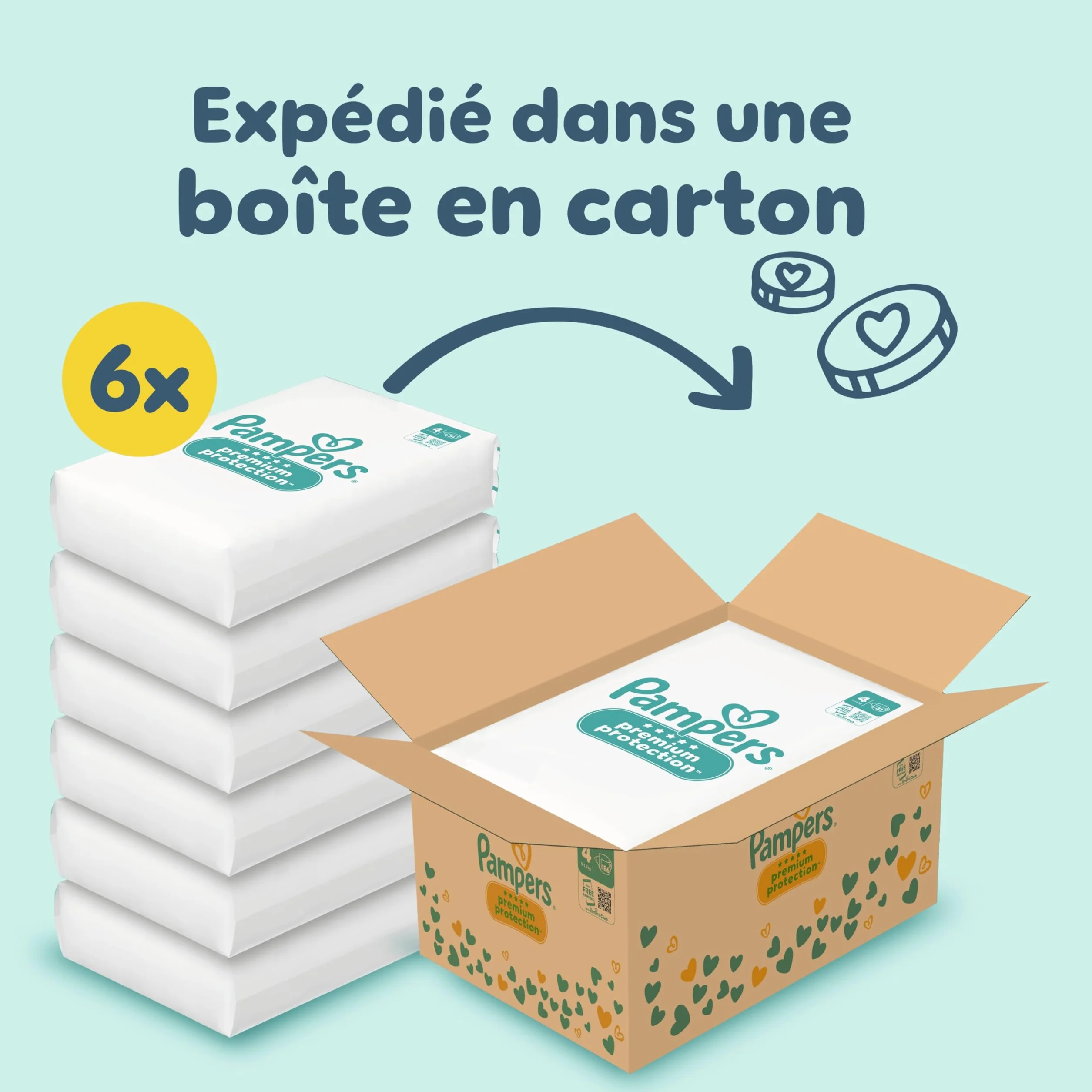 Pampers Premium Protection Taille 4 186 Couches 9kg-14kg Family Pack