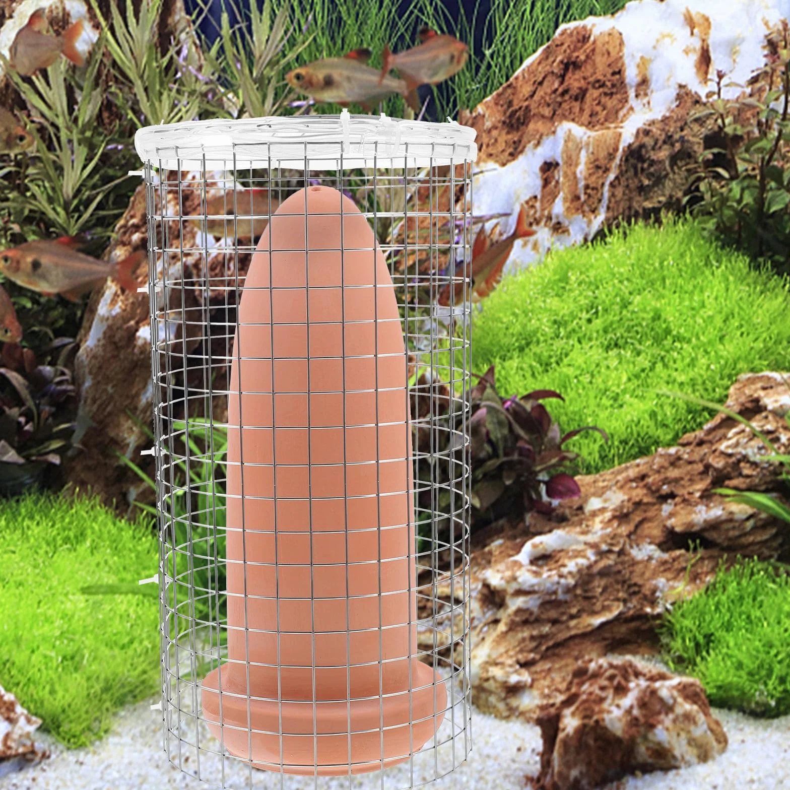 Seau de Frai pour Crevettes et Poissons, Cône de Reproduction en Argile Artisanal Grand Format, Décoration Aquarium