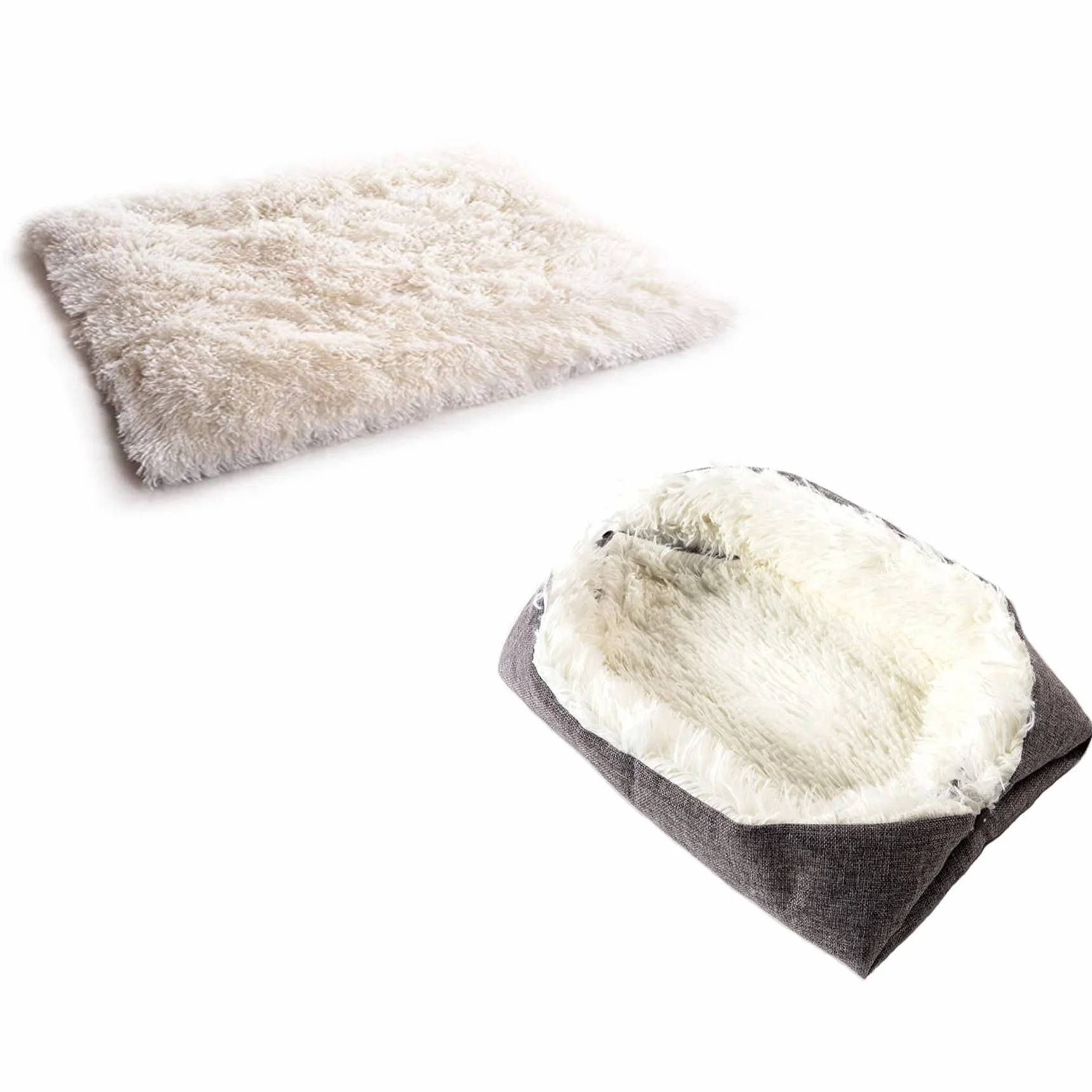 Lit pour Chat Chien 2 en 1 Panier Coussin Doux Confortable Nid Chiot Moelleux