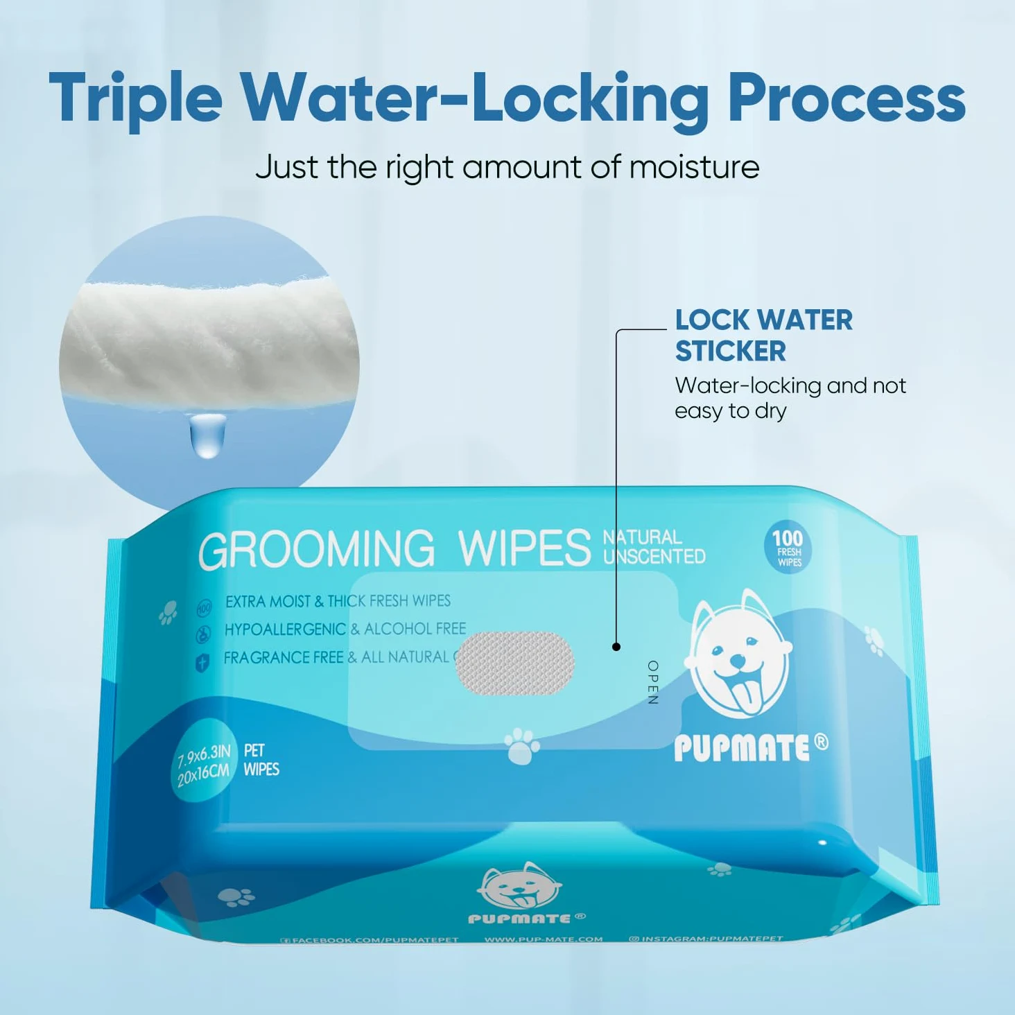 Pet Lingettes pour Chiens et Chats, Extra Humide et épais Toilettage Puppy Lingettes avec 300 Désodorisant Fresh Compte, Nature