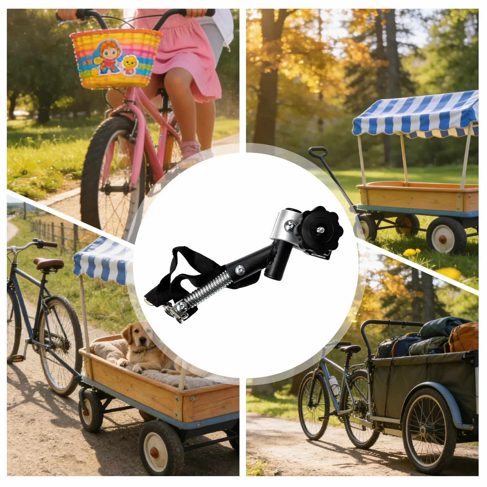 Attache Remorque Velo 25cm Attelage Universel Adaptateur pour Remorque Vélo Enfants Animaux