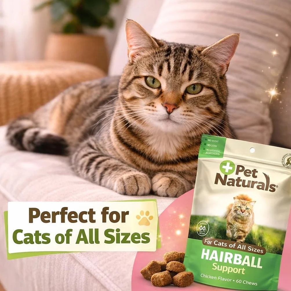 Pet Naturals Hairball friandises à mâcher au Poulet Suppléments contrôle Boules de Poils Soutien digestif Chat