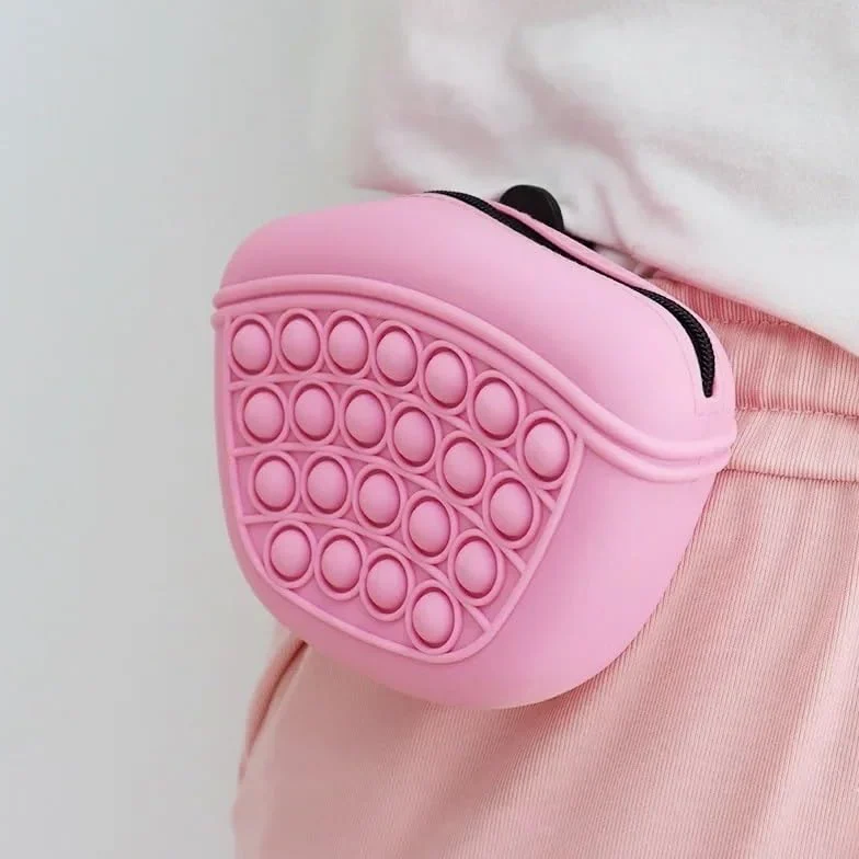 Pochette de dressage pour chien avec grande capacité - Sac banane portable pour récompenses de chien - Idéal pour la marche, le dressage et la randonnée - Couleur rose