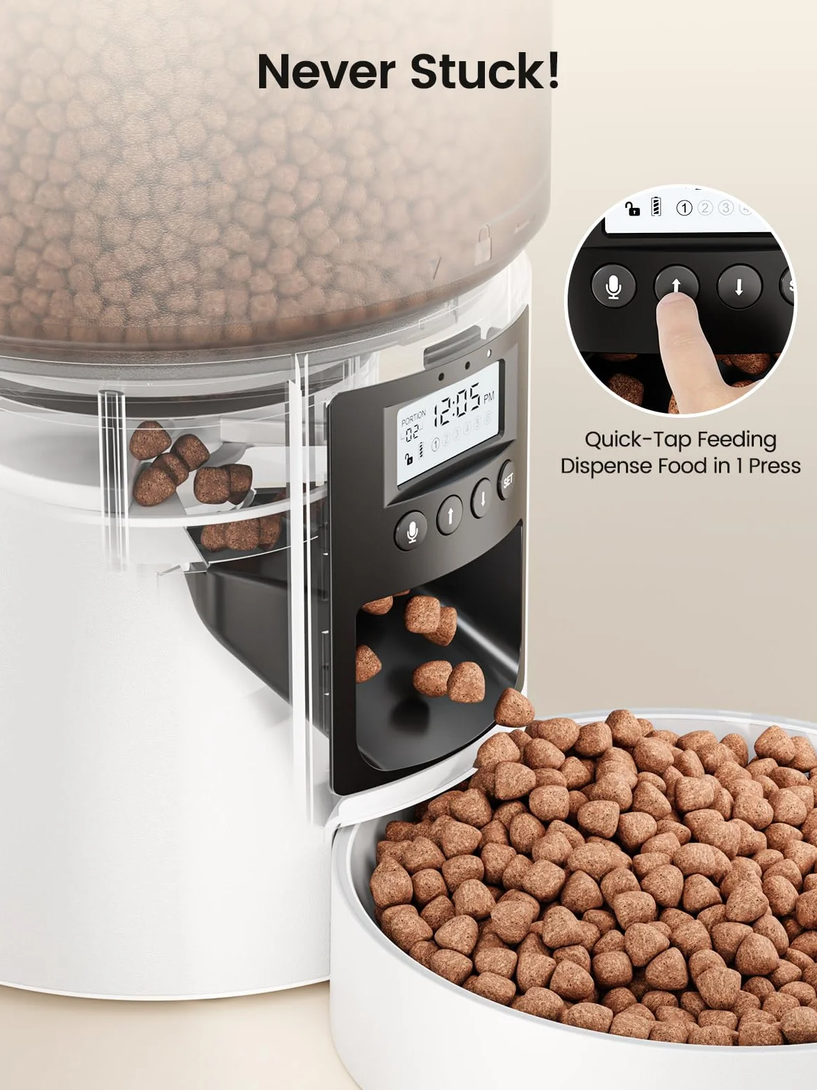 Distributeur Croquettes Chat Automatique 4L Fonction Vocale 10s 6 Repas Minuterie Programmable