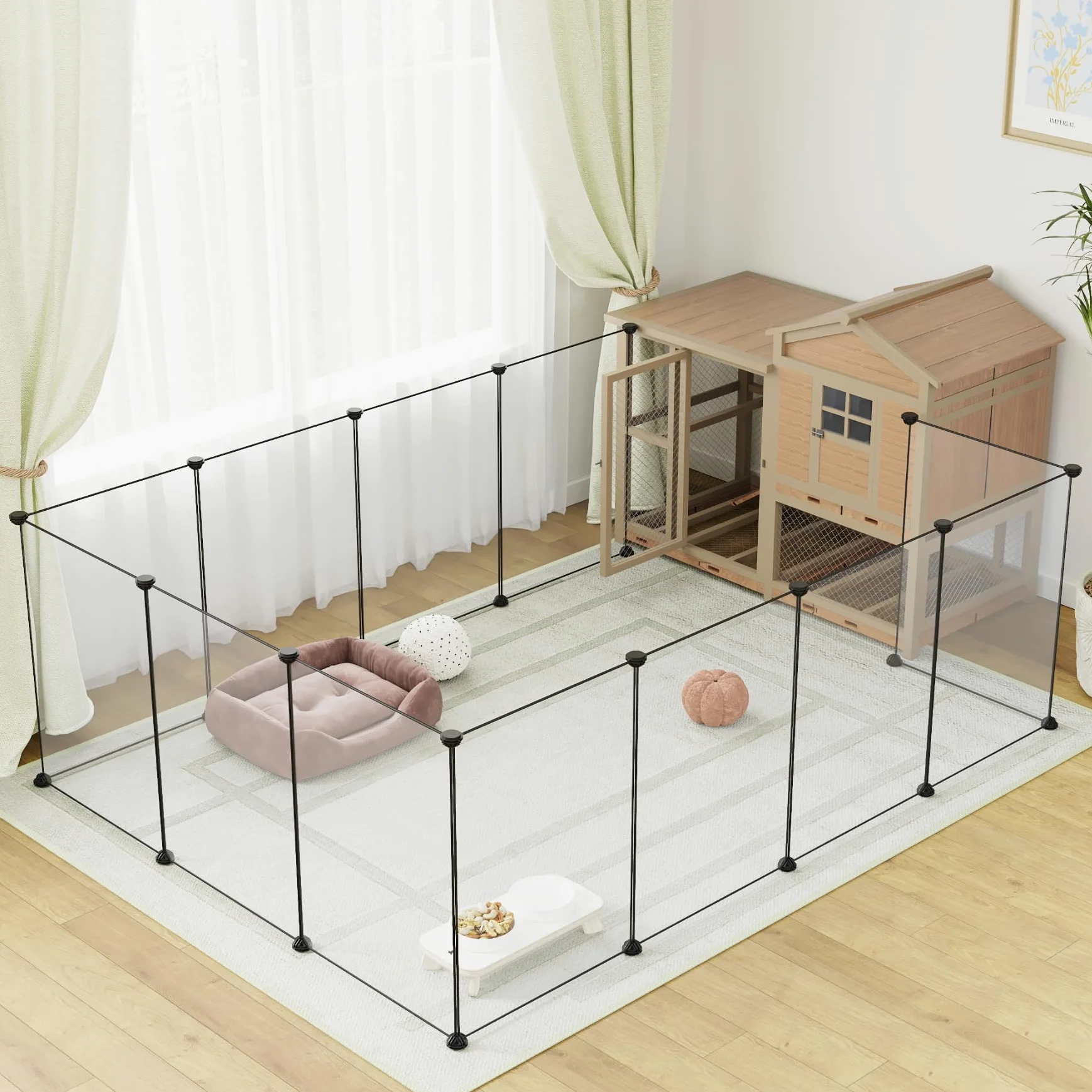 LURIVA Grand Parc Transparent pour Animaux domestiques, 71,1 x 50,8 cm (H x l), Parc pour Petits Animaux, enclos pour Chien, Chaton, Furet, Cochon d'Inde, Utilisation en intérieur, 12 Panneaux