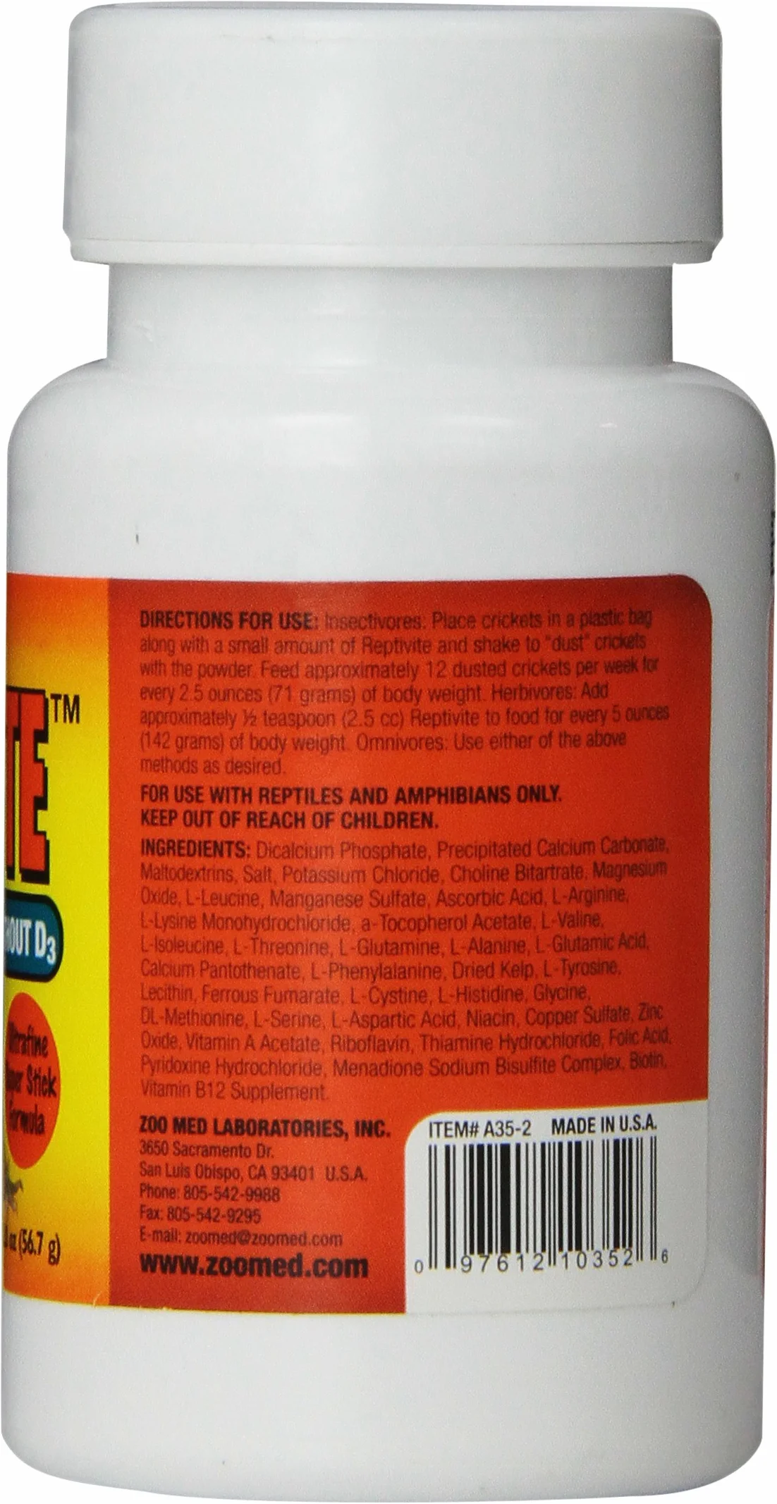 Zoo Med Reptivite sans D3 Hygiène pour Reptiles 57 g