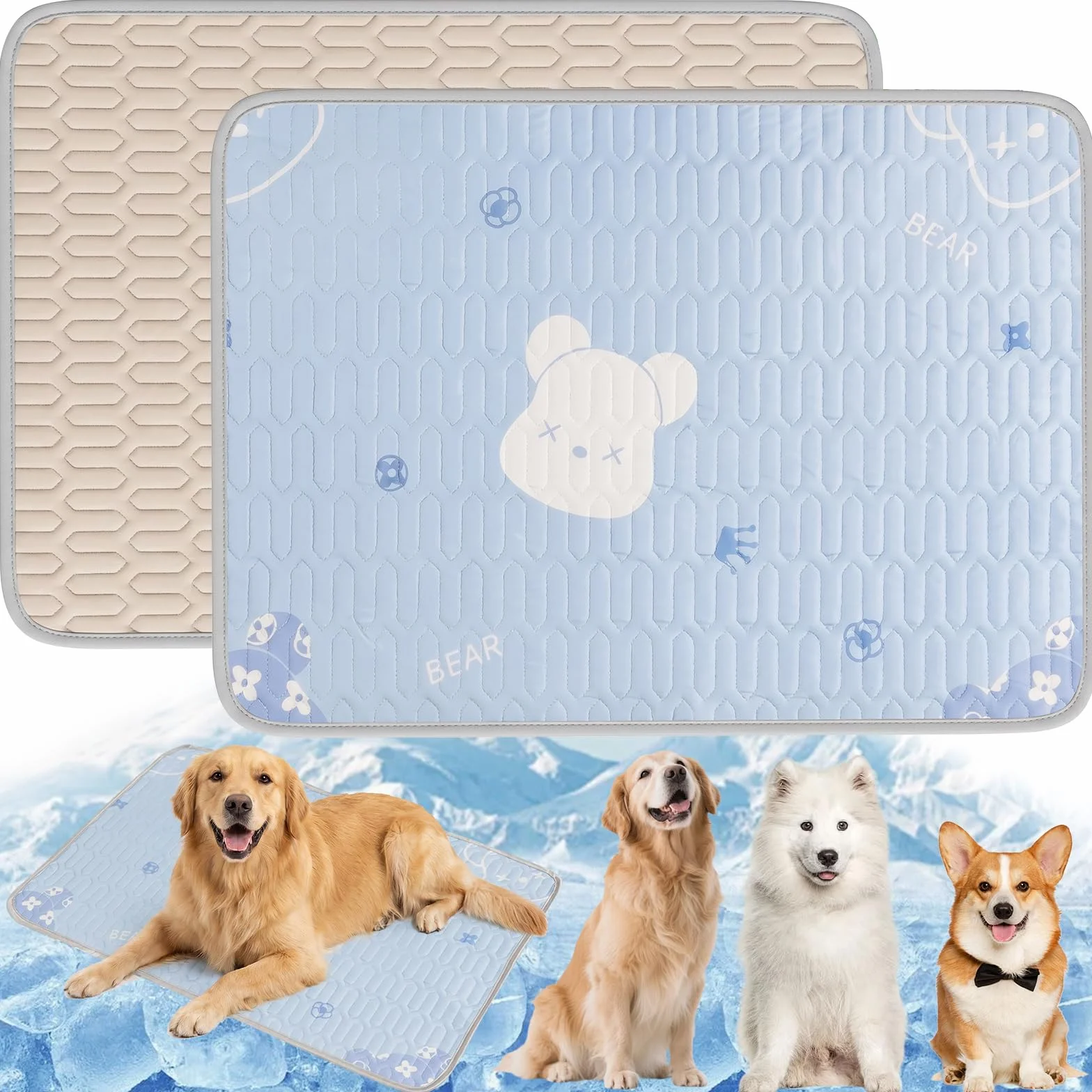 Ninonly Tapis Rafraîchissant pour Chien 50x70cm Latex Antidérapant Bleu