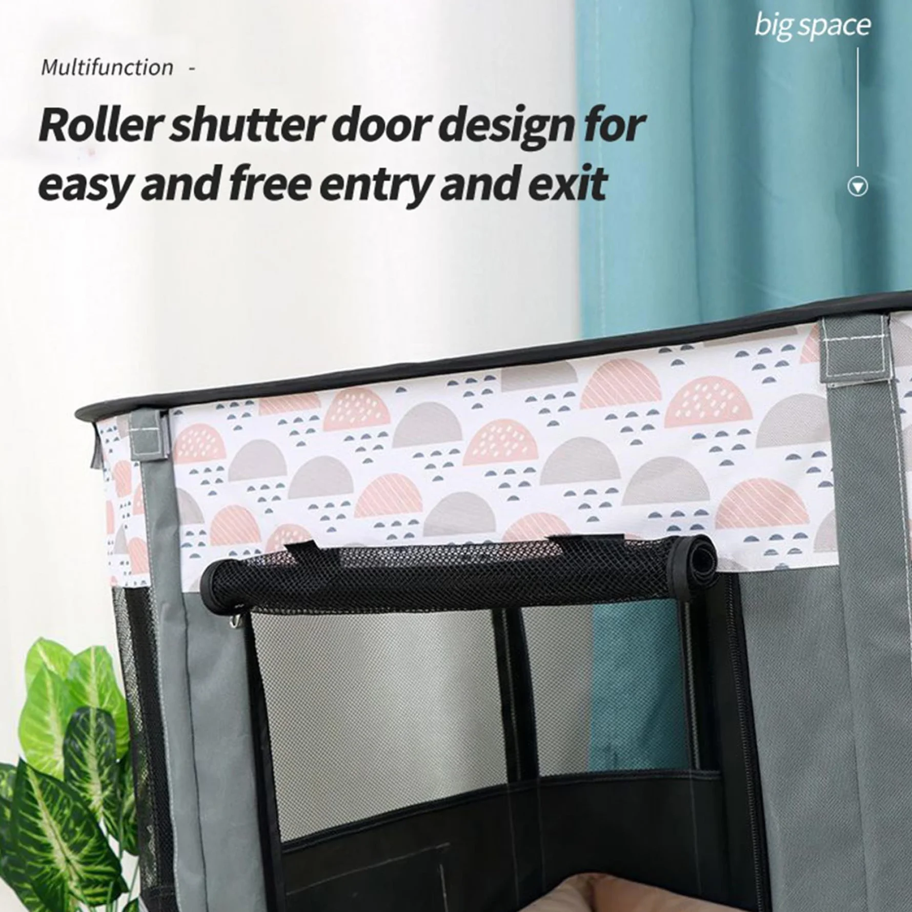 Parc pour Chat Pliable Respirant Tissu Oxford 71x55x45 cm Porte Enroulable Poche Résistant aux Rayures