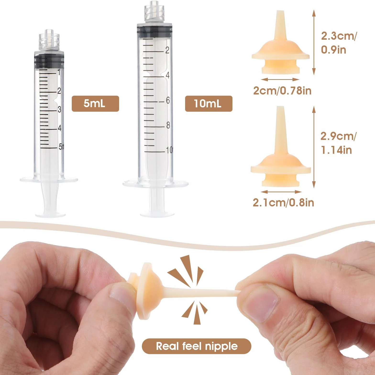 Lot de 4 Mini Seringues à Tétons Miracles Silicone pour Chatons et Chiots