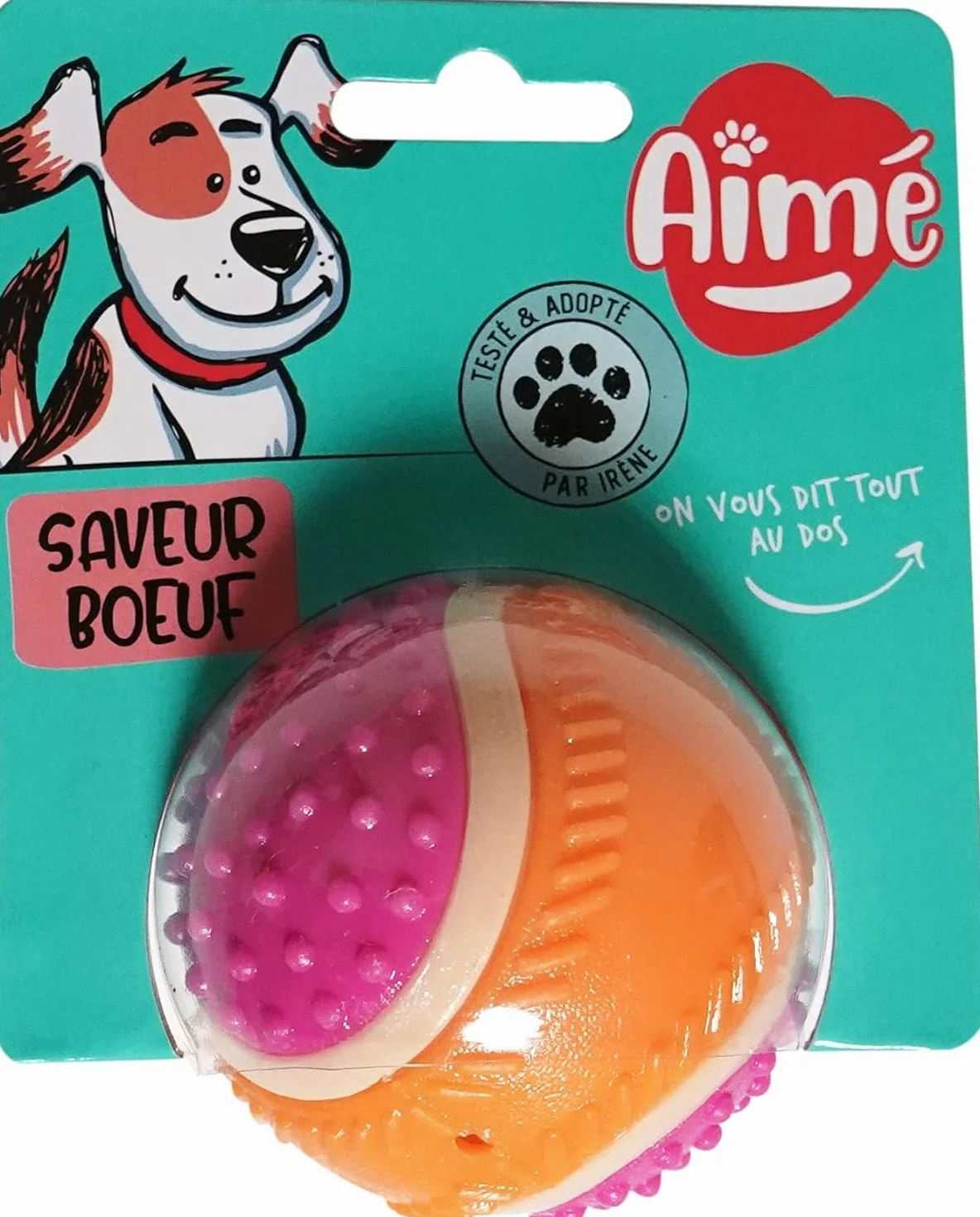 Aimé Balle pour Chien 5 en 1 Saveur Bœuf Jouet Interactif Éducatif 6 cm