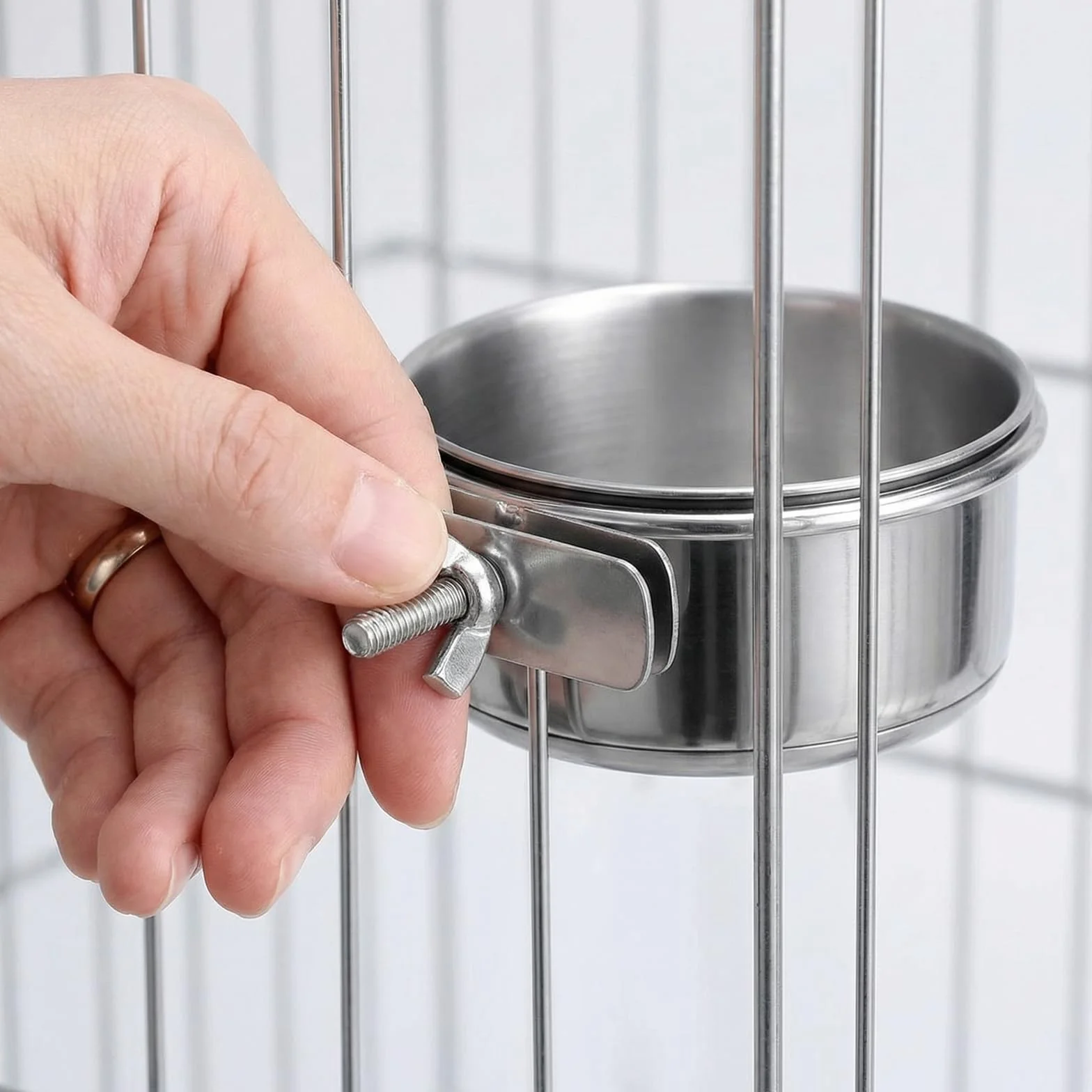 Mangeoire pour Cage à Oiseaux en Acier Inoxydable 10 cm Suspendue