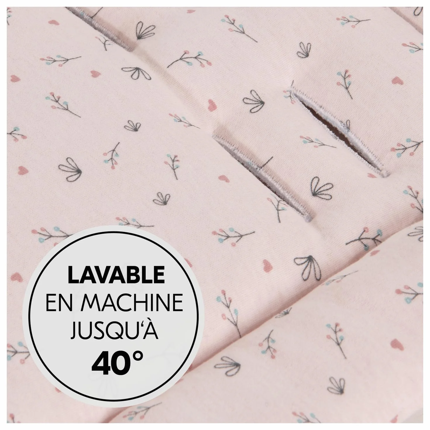 Hauck Coussin Poussette Universelle Coton Respirant Fleurs Rose