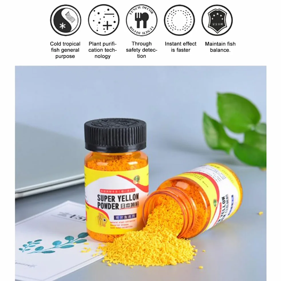Alomejor Poudre Jaune Instantanée pour Aquarium 65 G Traitement Infections Poissons