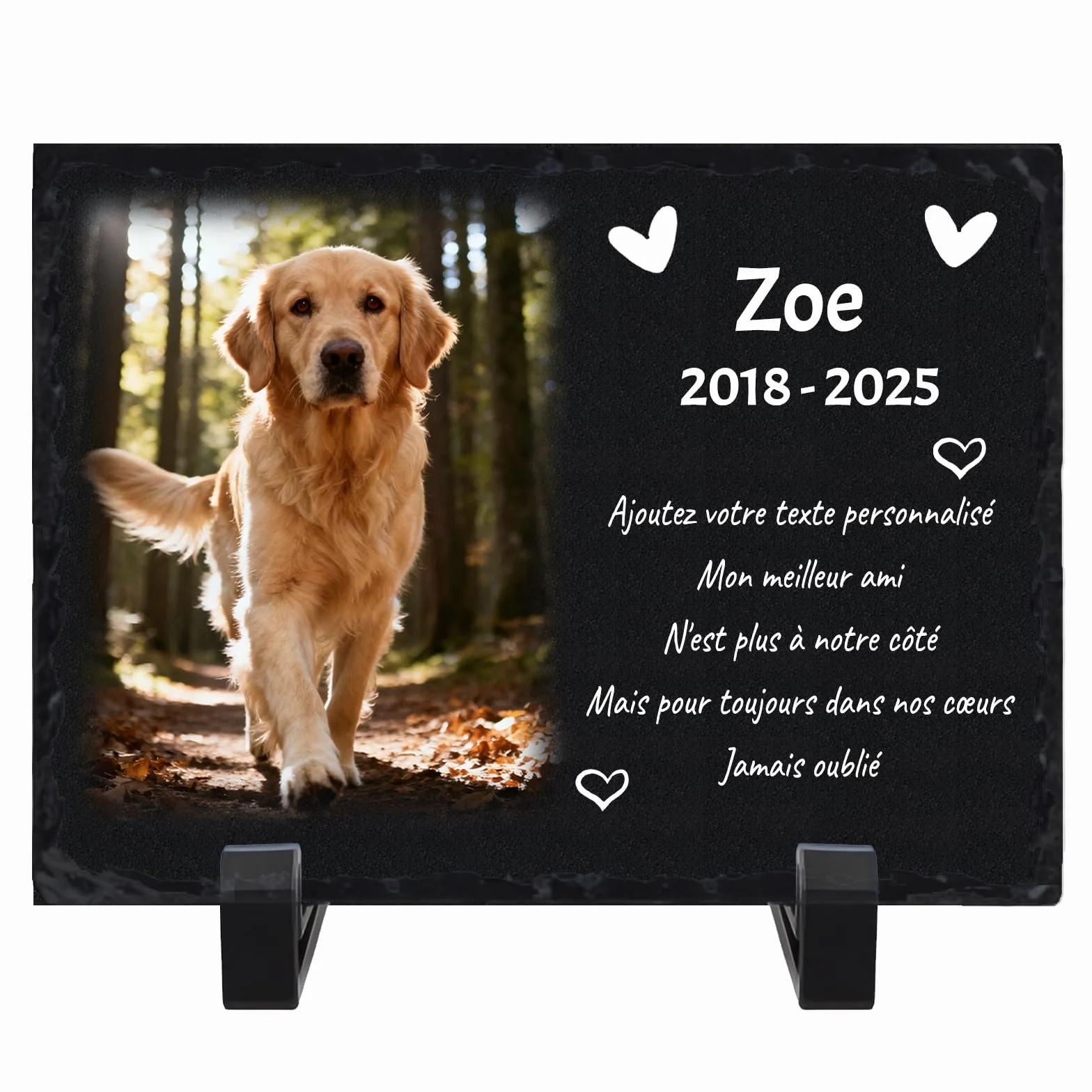 Plaque Commémorative Personnalisée pour Chien, Cadre Photo Souvenir avec Texte