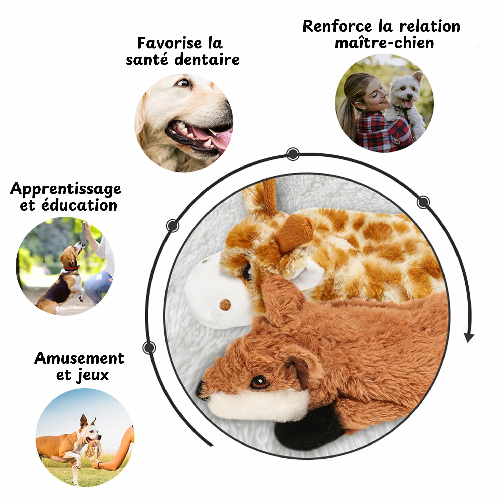 Jouet Chien Indestructible avec Couineur Lot de 2 Jouets Interactifs Renforcés Girafe Vache