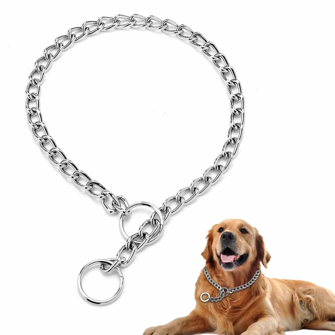 Collier Etrangleur en Acier Inoxydable pour Chien 55cm avec Fermoir Sécurisé
