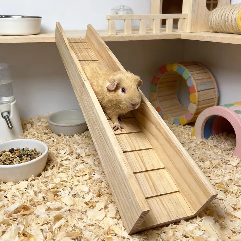 Rampe en Bois pour Cage de Cochon d'Inde 60cm Escalier Hamster Échelle Rongeur