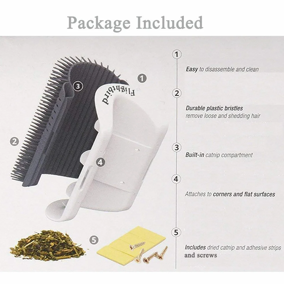 Auto Toiletteur pour Chat 3.0 Plus Doux avec Herbe, Brosse de Massage Mural, Self Groomer, 1 Paquet