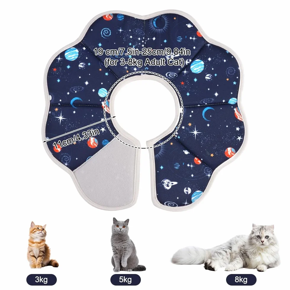 Colerette Chat Anti-Lechage Anti-Puces Imperméable Réglable Tour de Cou 18-25 cm Collier Après Chirurgie
