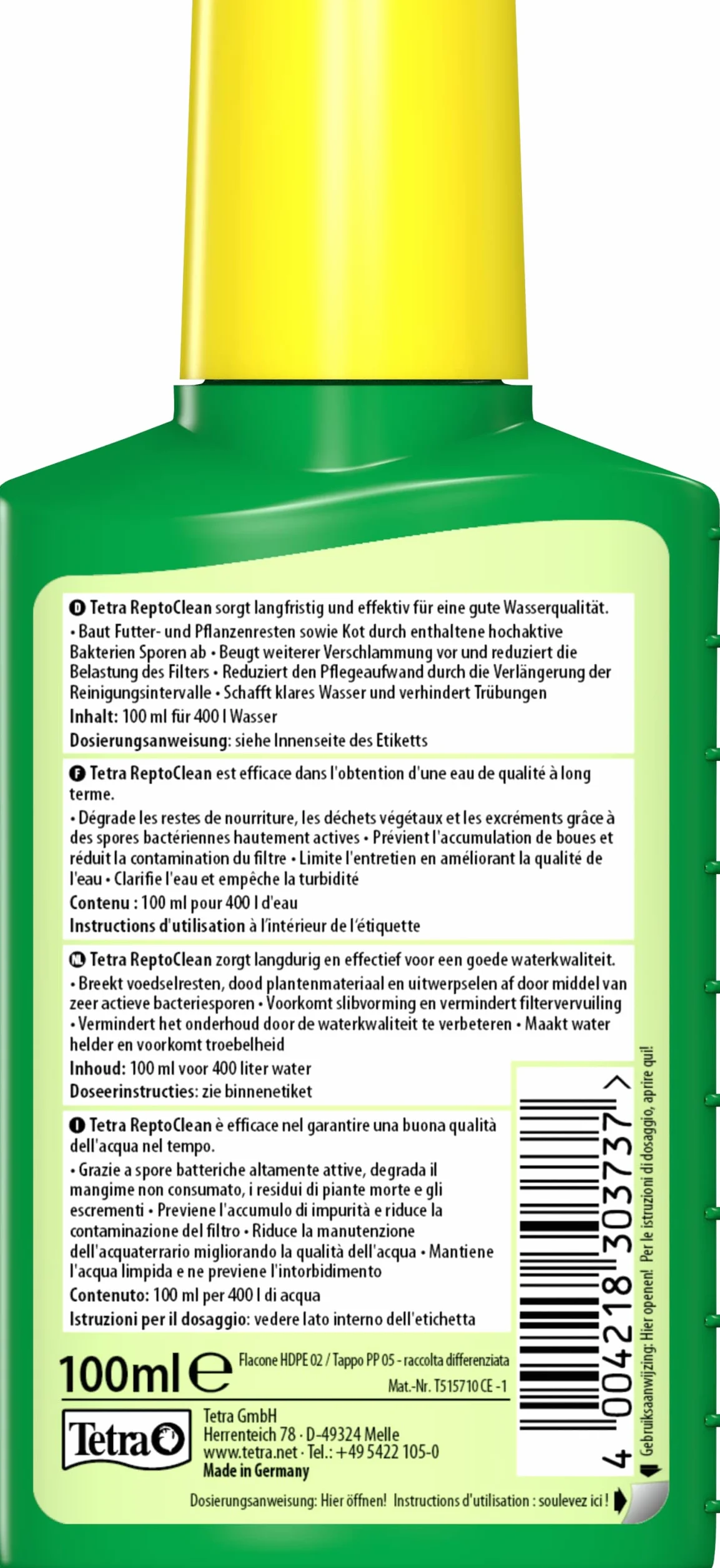 Tetra ReptoClean Conditionneur d'eau 100 ML pour aquaterrariums