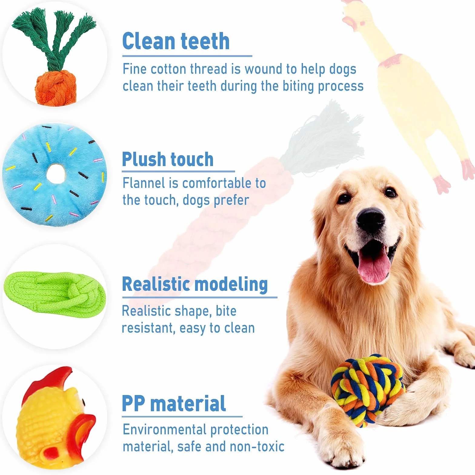 Amzeeniu Ensemble Lot de 16 PCS Jouet à Mâcher Corde pour Chiens, Jouet Interactif Chien Corde Balle