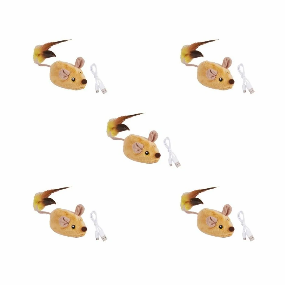 Lot de 5 jouets interactifs pour chat souris lavables Jaune