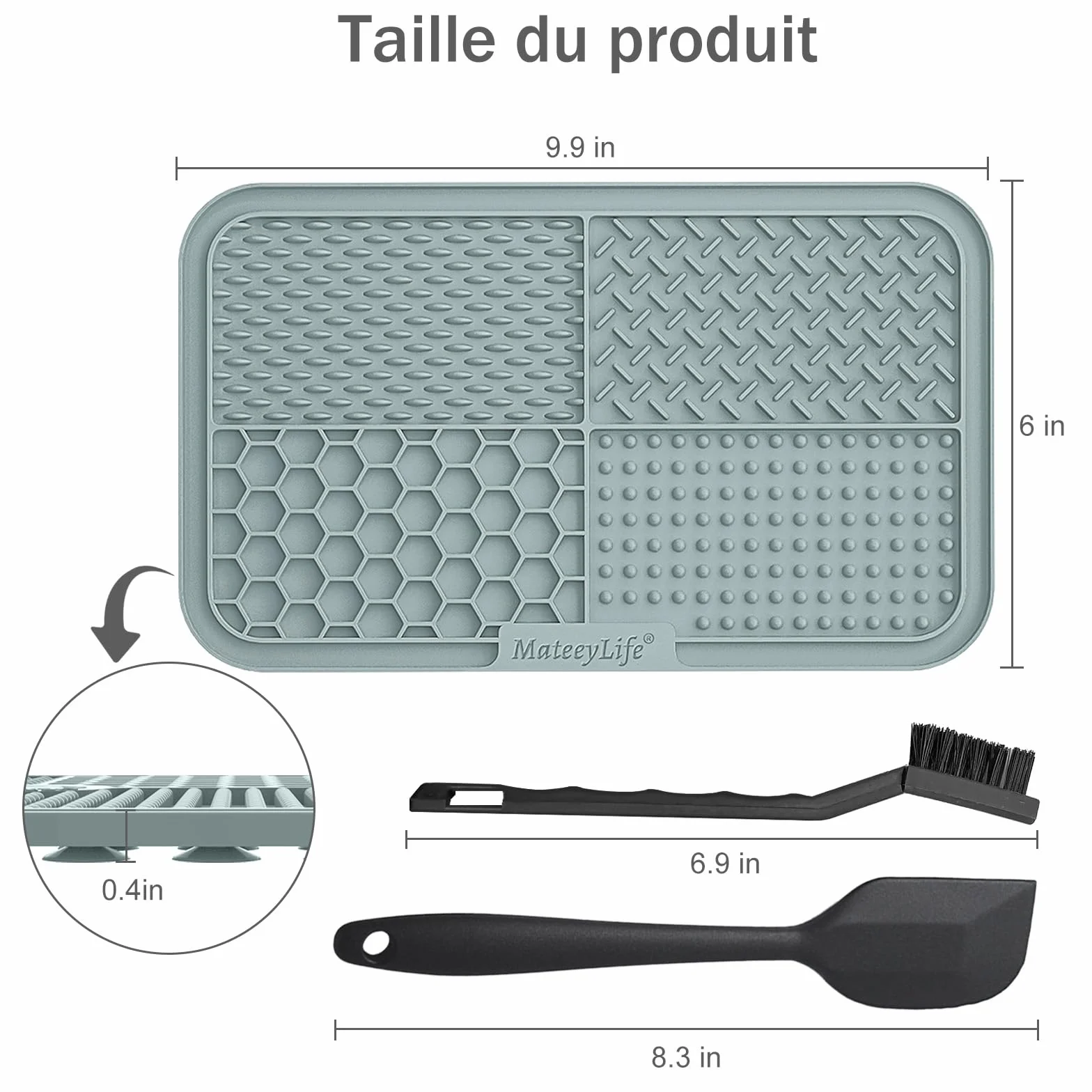 MateeyLife Tapis de léchage Chien avec ventouses Anti-Glisse Alimentation Humide/Sèche Surface Alvéolée Lavable