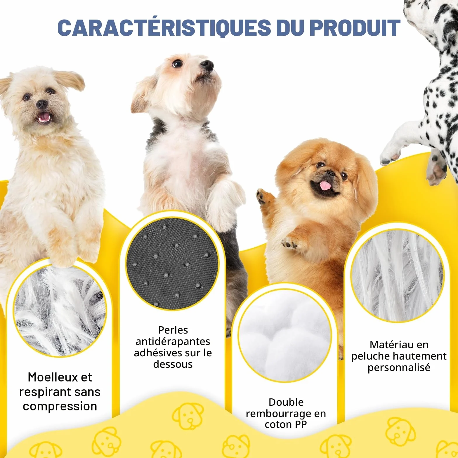 Lit pour chien moelleux rond en forme de donut, lavable avec fond antidérapant, 70 cm, gris