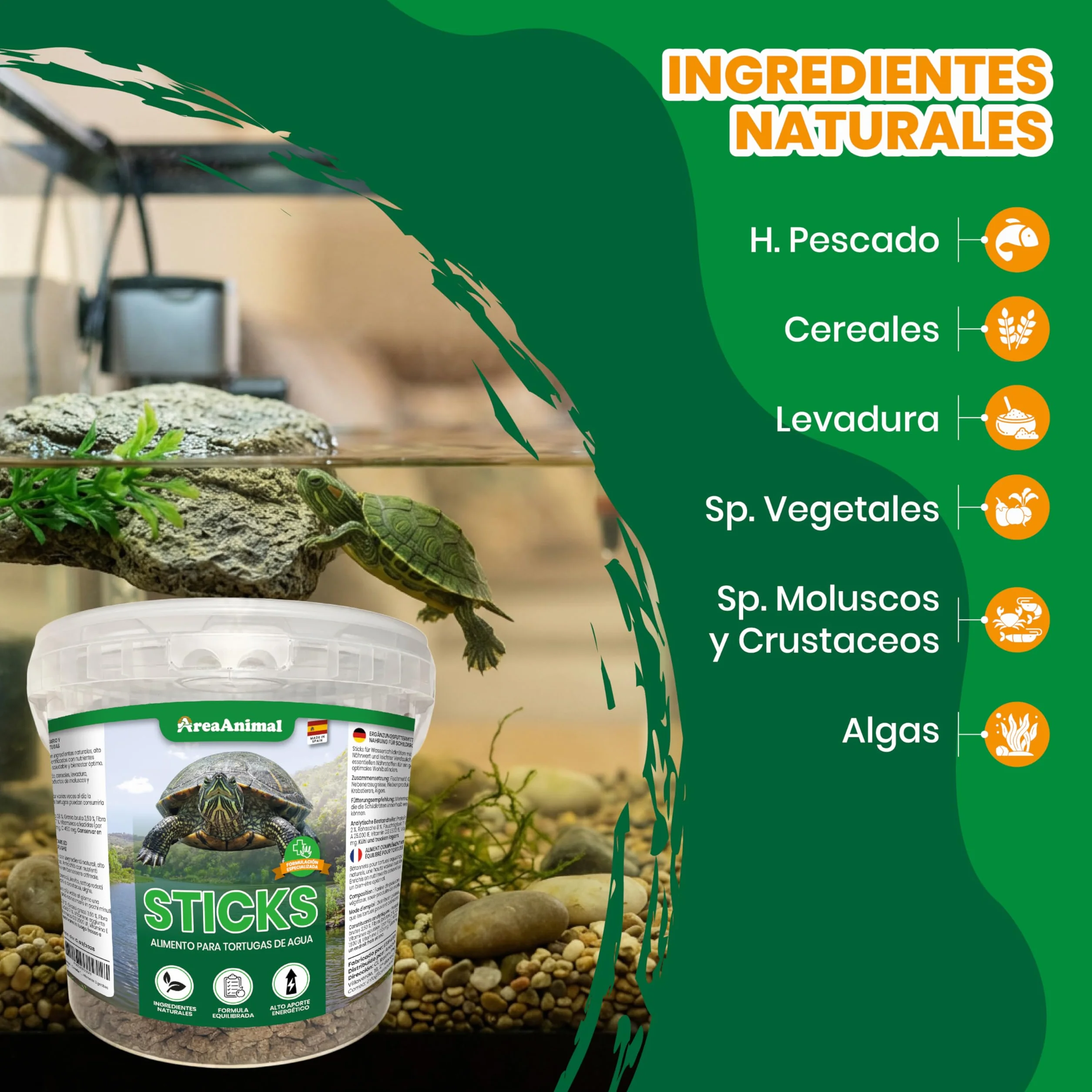Nourriture tortues d'eau 1,5 kg/5,5 l Stick haute valeur nutritive