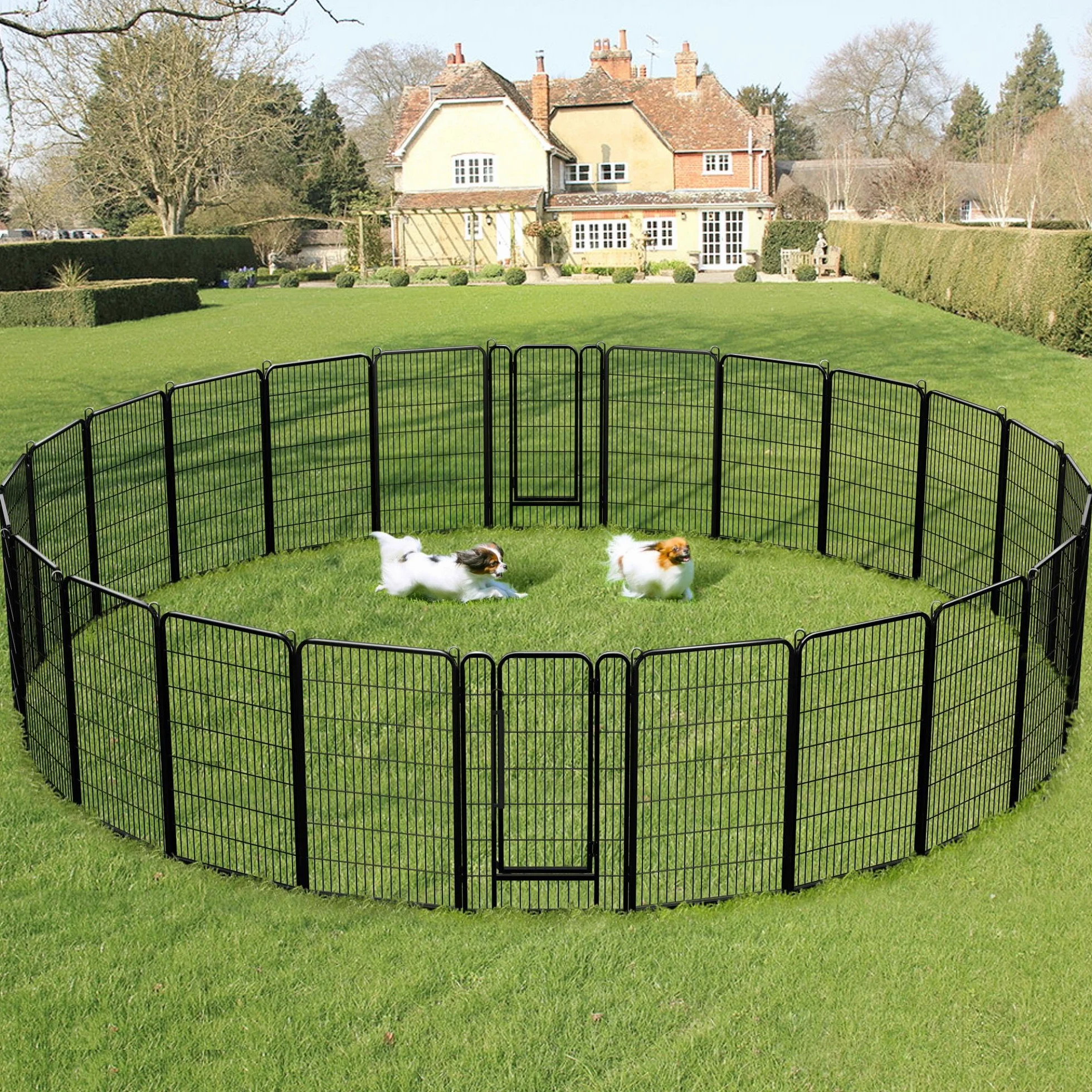 Yaheetech Parc pour Chien 16 Panneaux Enclos Exterieur avec Porte 71x120 cm