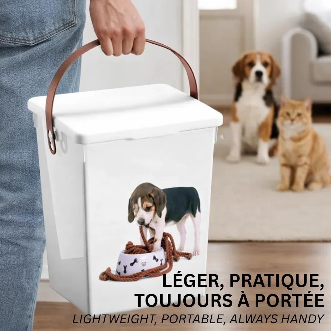 Boîte à Croquettes 5L Hermétique pour Chien et Chat – Stockage Optimal, Design Animalier