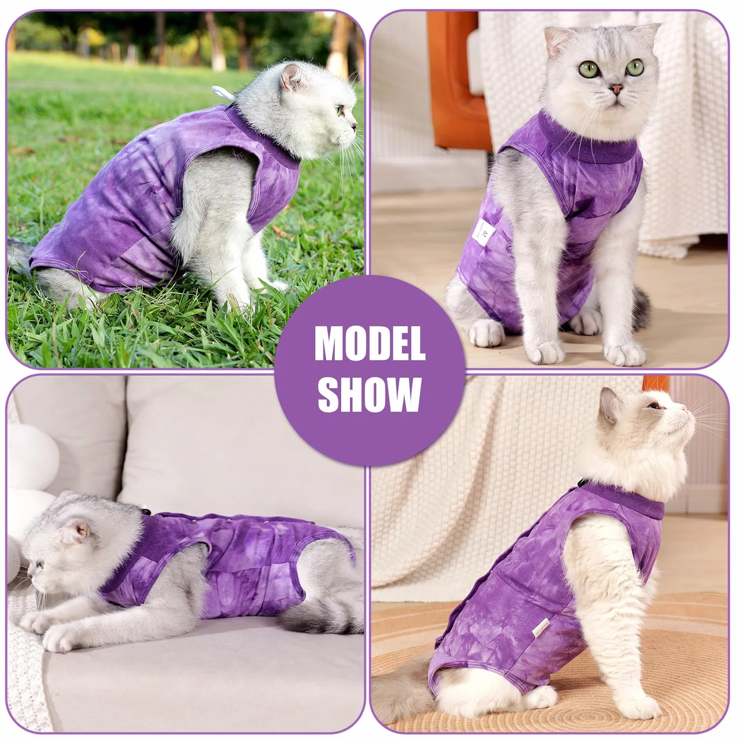Combinaison Anti Léchage pour Chat Femelle Mâle après Stérilisation - Alternative au Collier de Récupération
