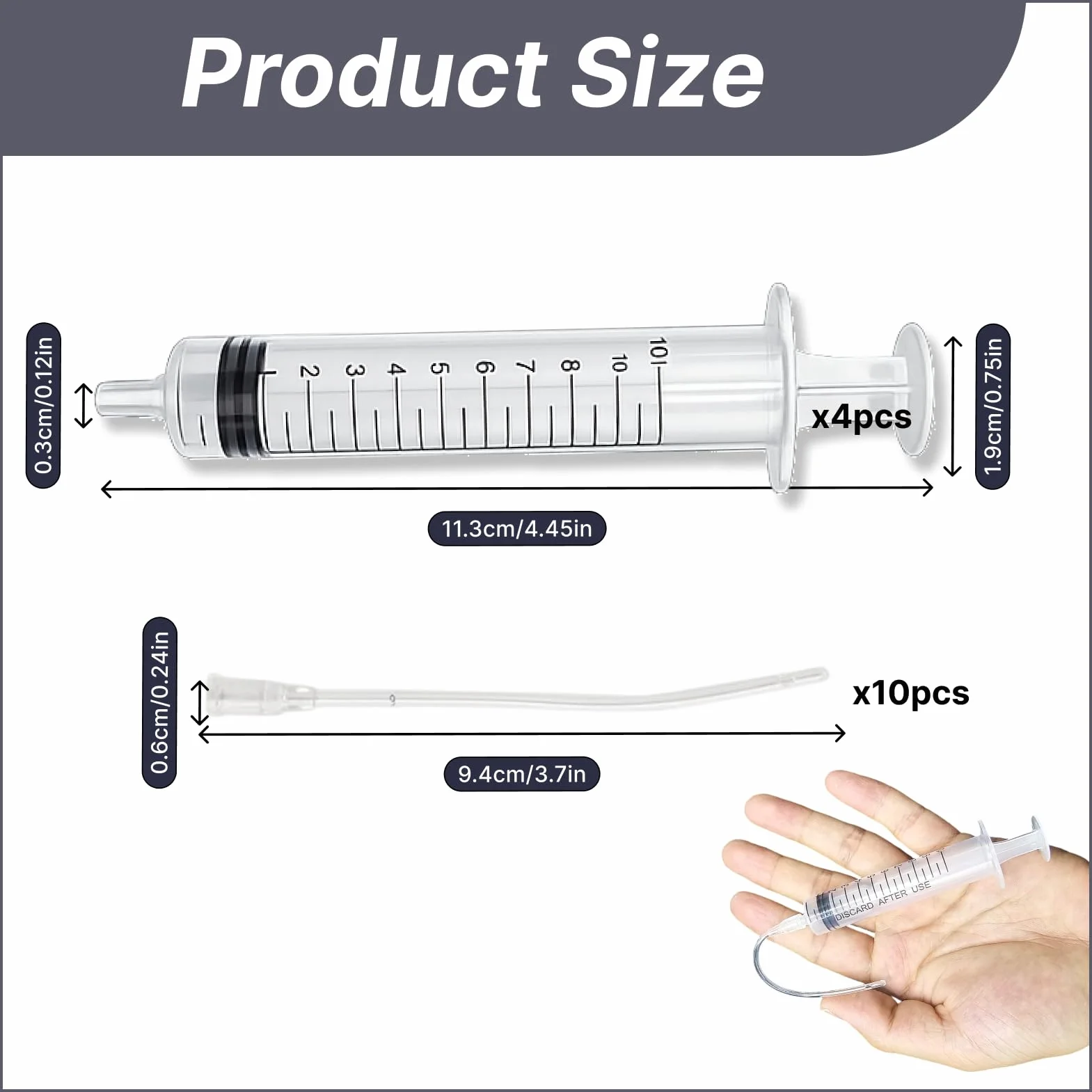 Kit Sondes d'Alimentation pour Oisillons 4 Seringues 10ml Sans Aiguille 10 Tubes Souples 8cm Diamètre 2mm