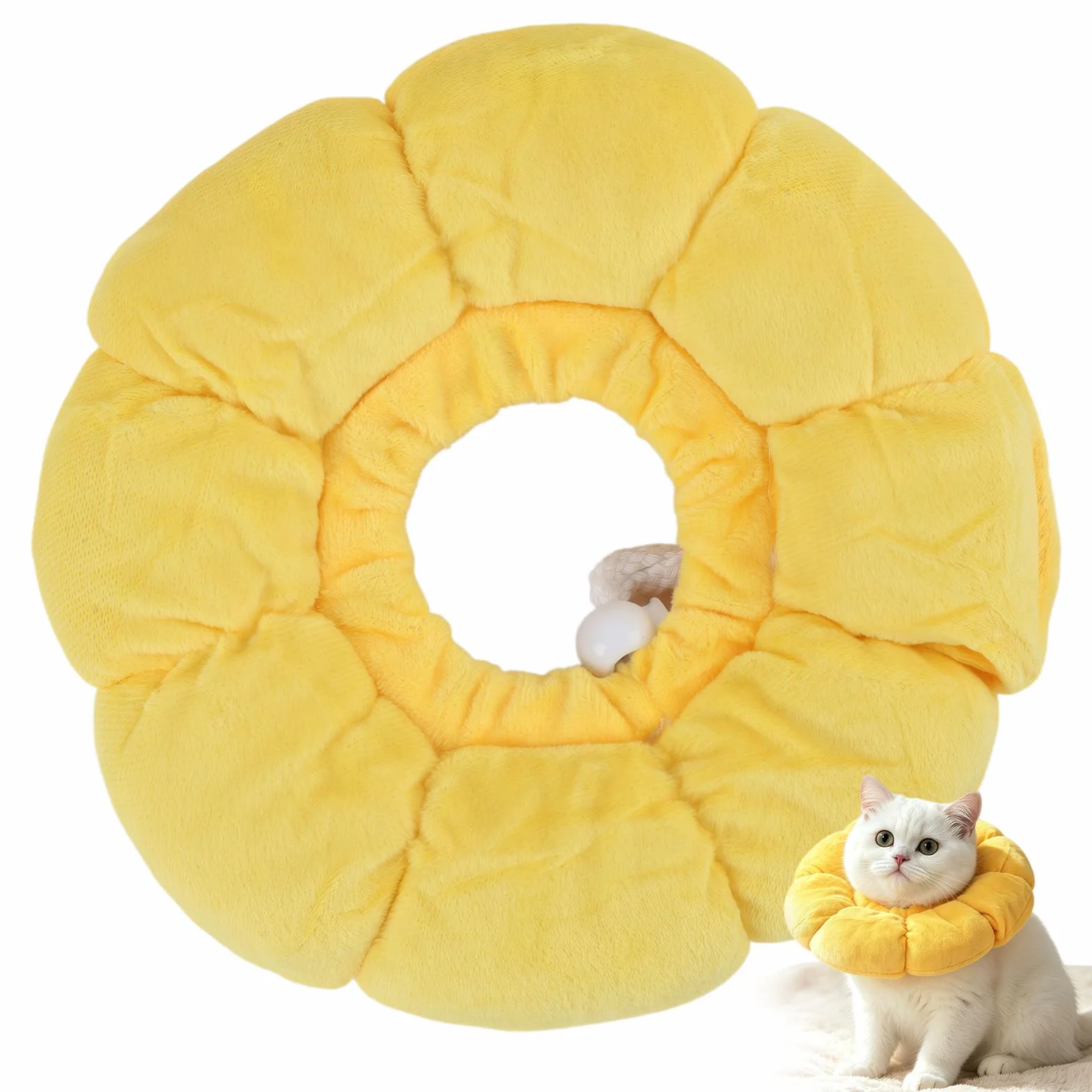 Collier Anti Lechage pour Chat, Collerette Post Opératoire Réglable, Collier de Protection Cat Tournesol