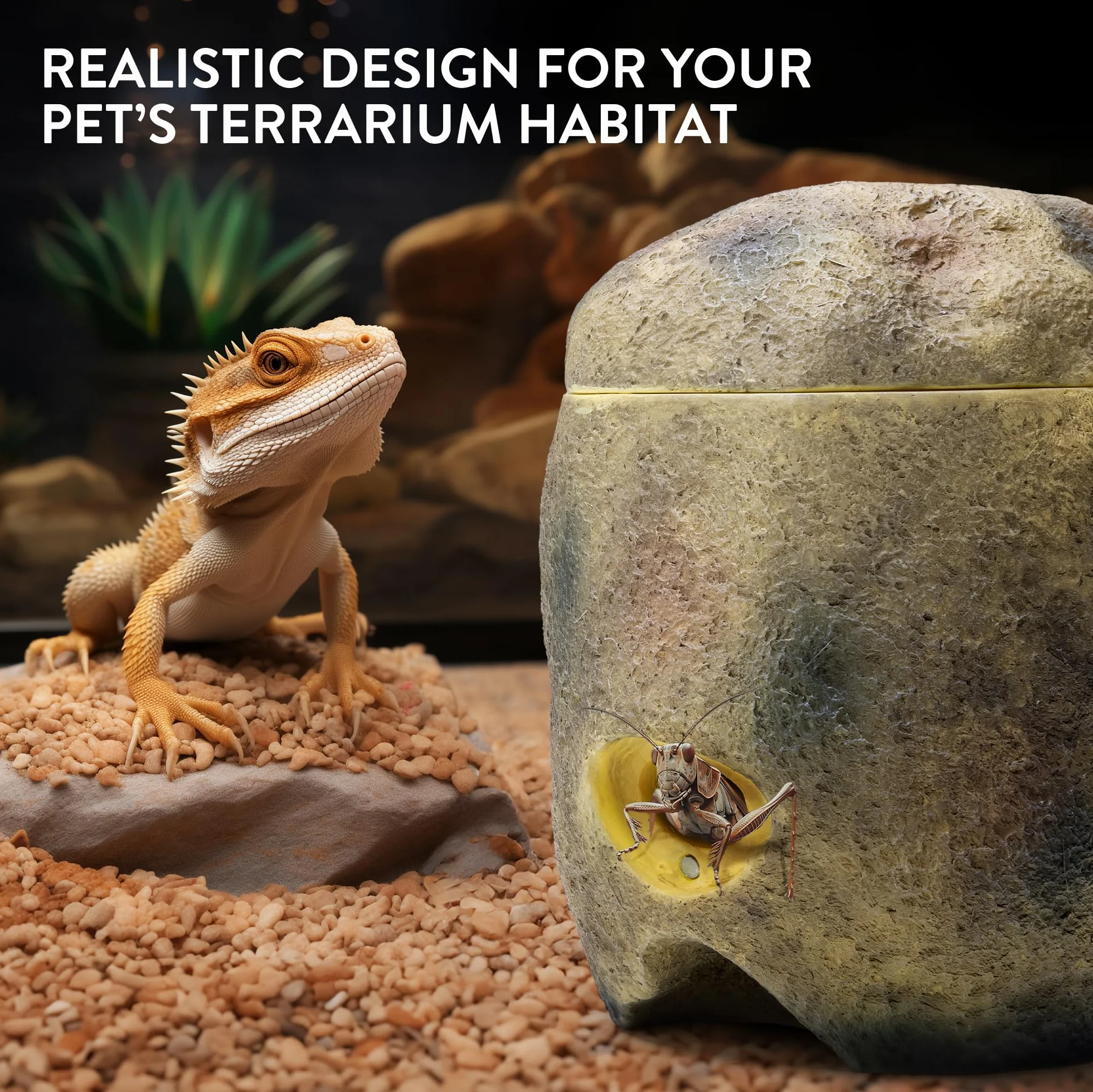 Navaris Distributeur d'insectes pour Reptile - Petite gamelle Nourriture Tortue Serpent Lézard Gecko pour Terrarium Vivarium - Mangeoire Bol en polyrésine