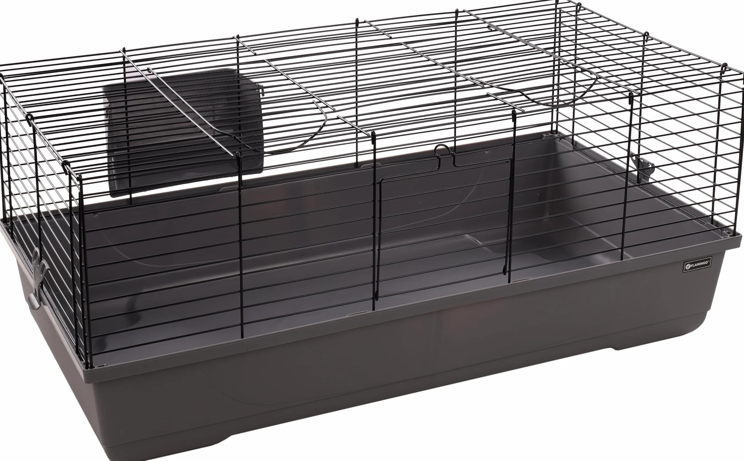 Flamingo Cage pour rongeurs Mobi M Gris - 99x53x42,5cm - Cage pour COCHONS d'Inde ET Lapins Nains - avec râtelier à Foin, 2 Portes et Une Construction Solide