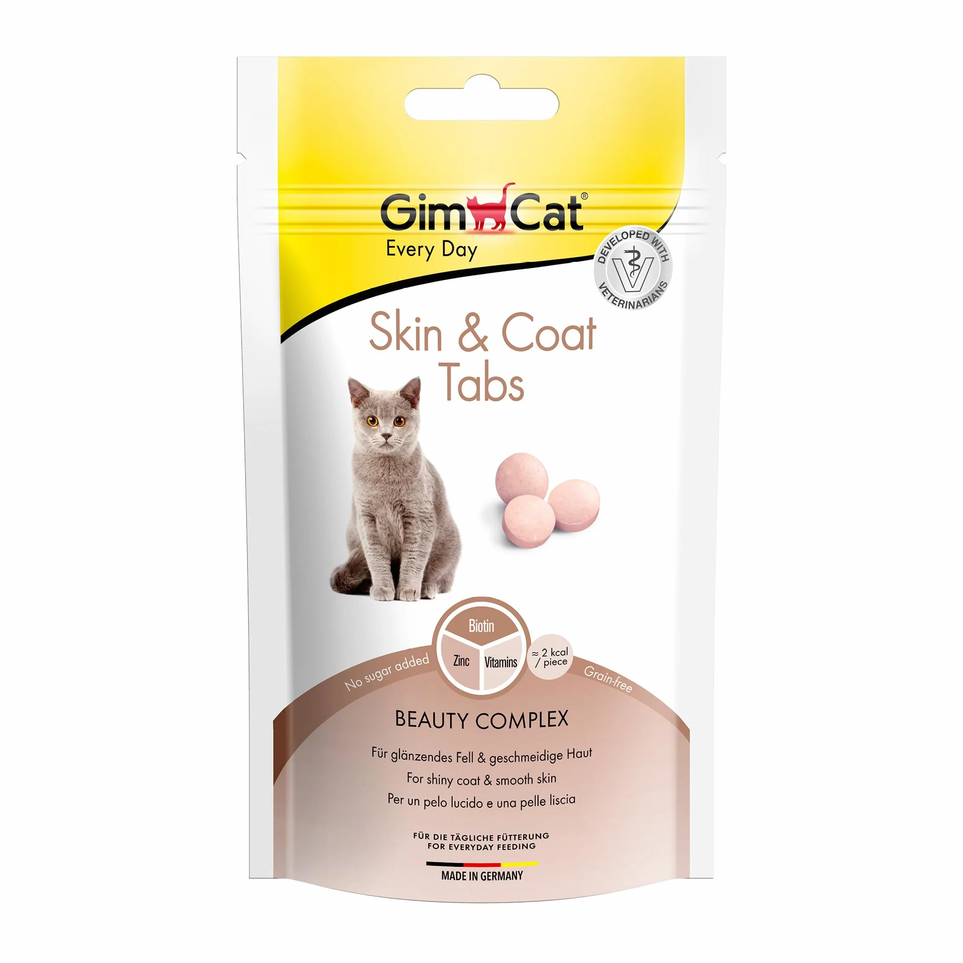 GimCat Skin & Coat Tabs Snack fonctionnel pour chats pelage peau saine Lot de 8 40 g